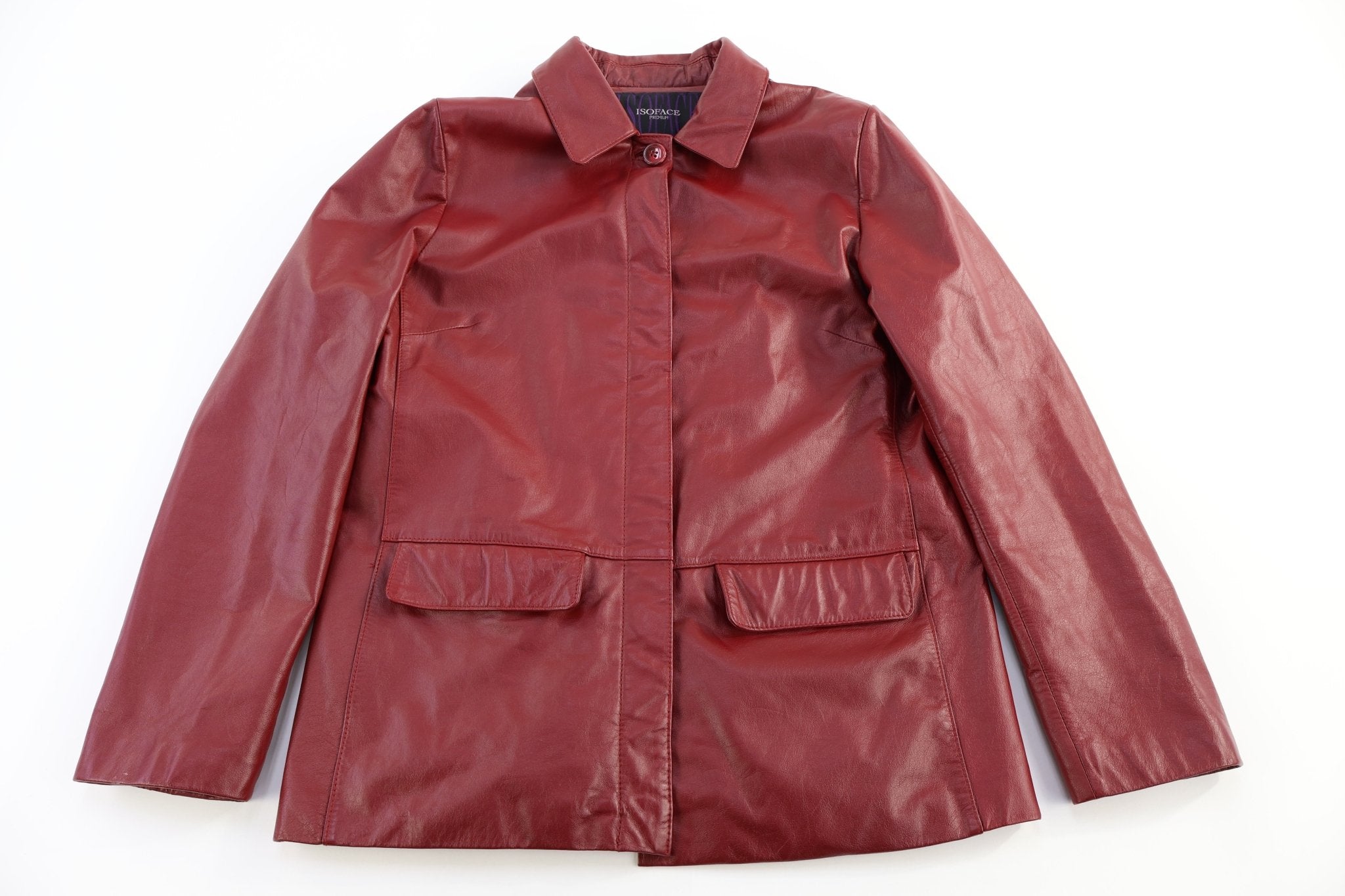 Women's Vintage Isoface Red Leather Jacket - Jacket - Thrifted Threads