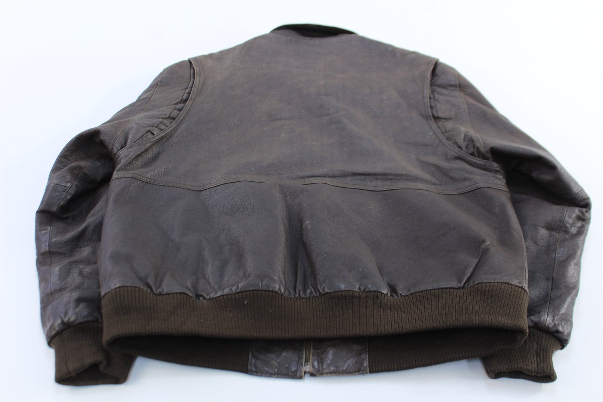 Women's Vintage London Fog Brown Leather Bomber Jacket - ThriftedThreads.com