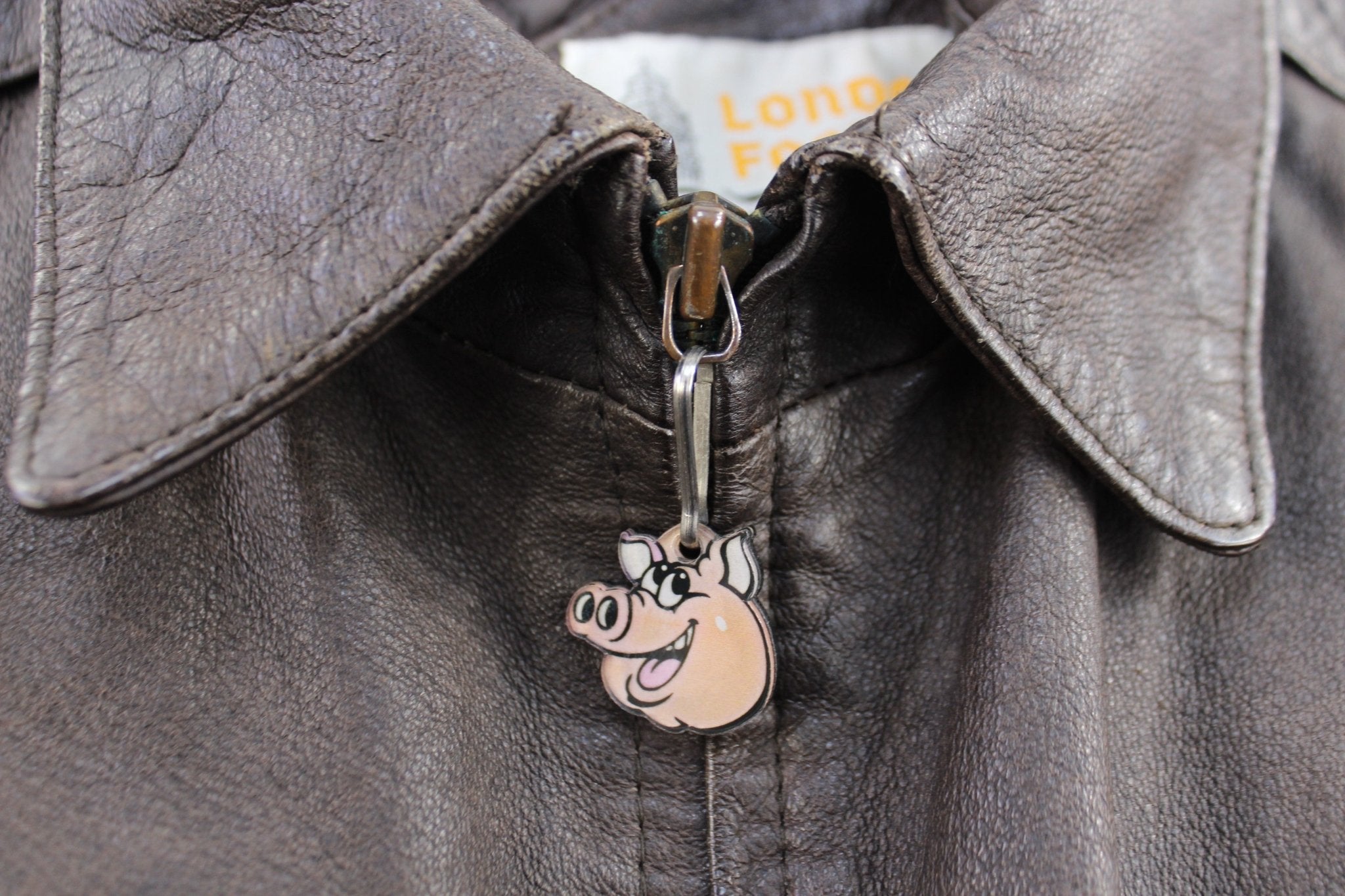 Women's Vintage London Fog Brown Leather Bomber Jacket - ThriftedThreads.com