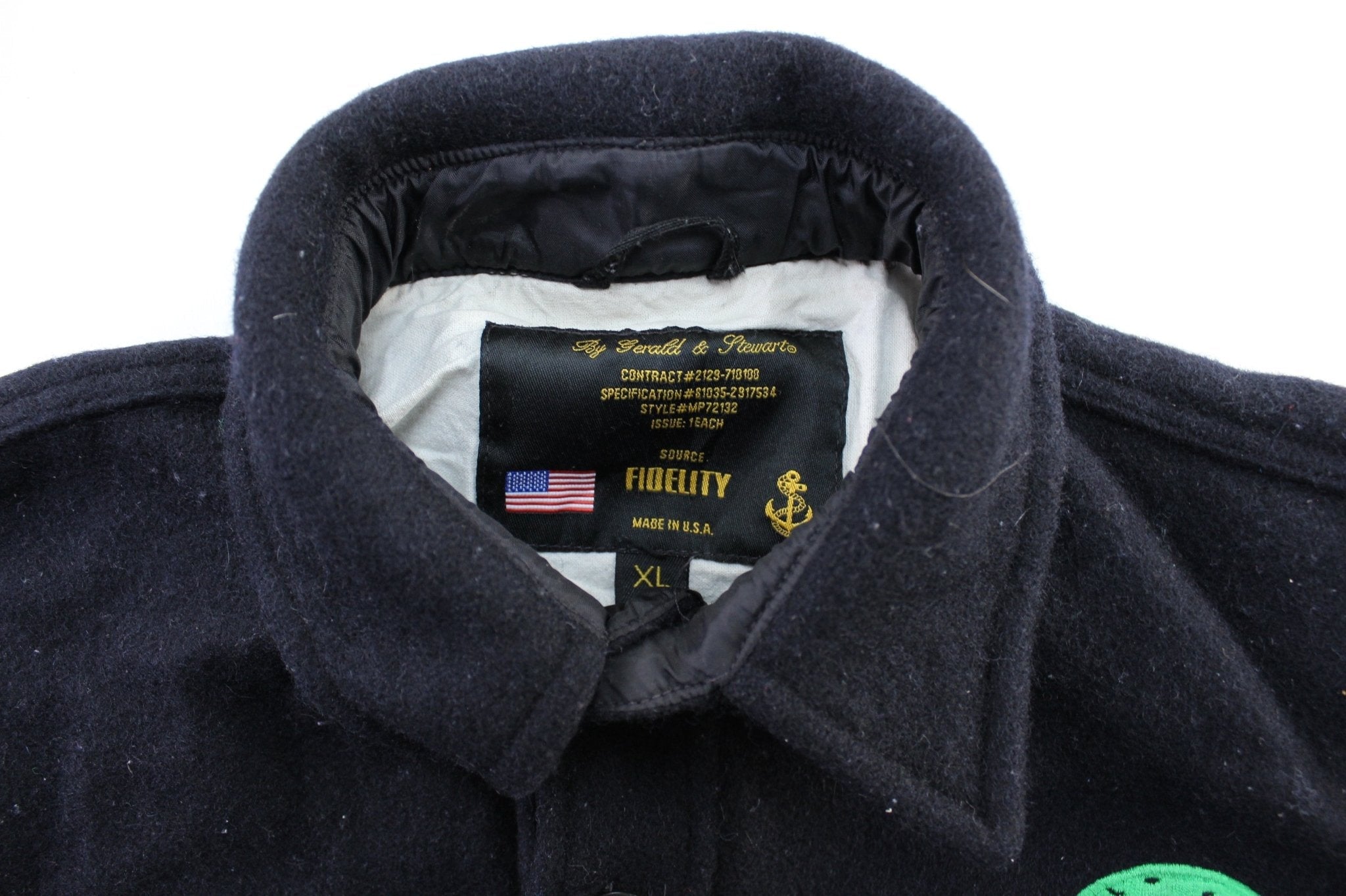 Women's Vintage Navy Embroidered Wool LS Button Down Shirt - ThriftedThreads.com