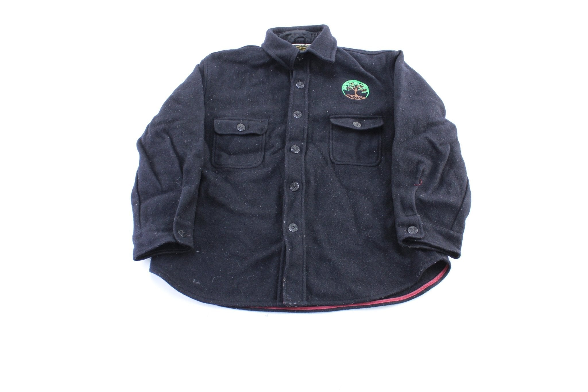 Women's Vintage Navy Embroidered Wool LS Button Down Shirt - Button Ups/Downs - Thrifted Threads