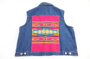 Women's Vintage Pendleton Aztec Pattern Denim Vest - Vest - Thrifted Threads