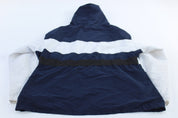 Women's Vintage Reebok Embroidered Logo Blue & White Striped Zip Up Jacket - ThriftedThreads.com