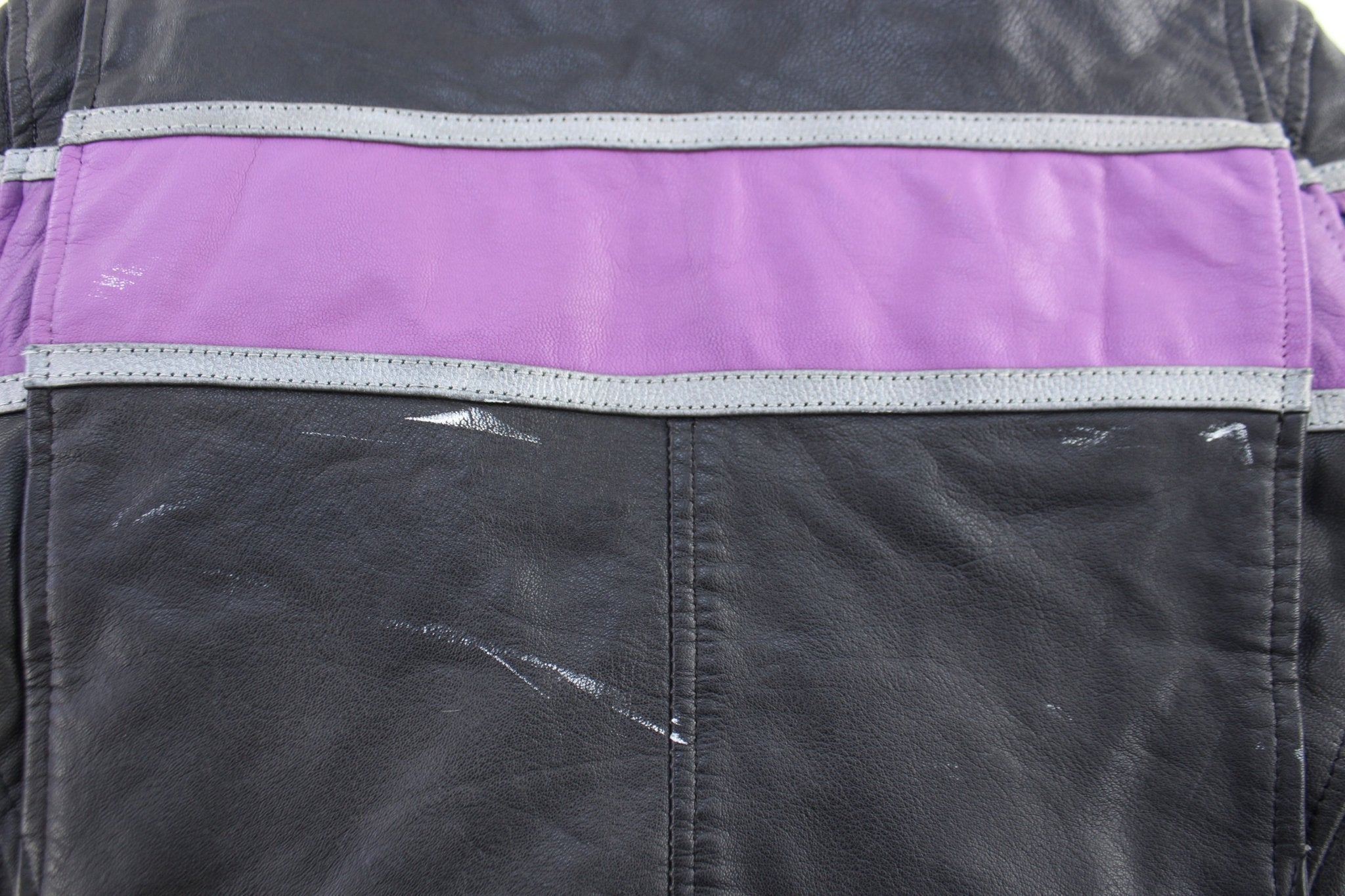Women's Vintage Unik Black & Purple Leather Jacket - Jacket - Thrifted Threads
