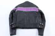 Women's Vintage Unik Black & Purple Leather Jacket - Jacket - Thrifted Threads