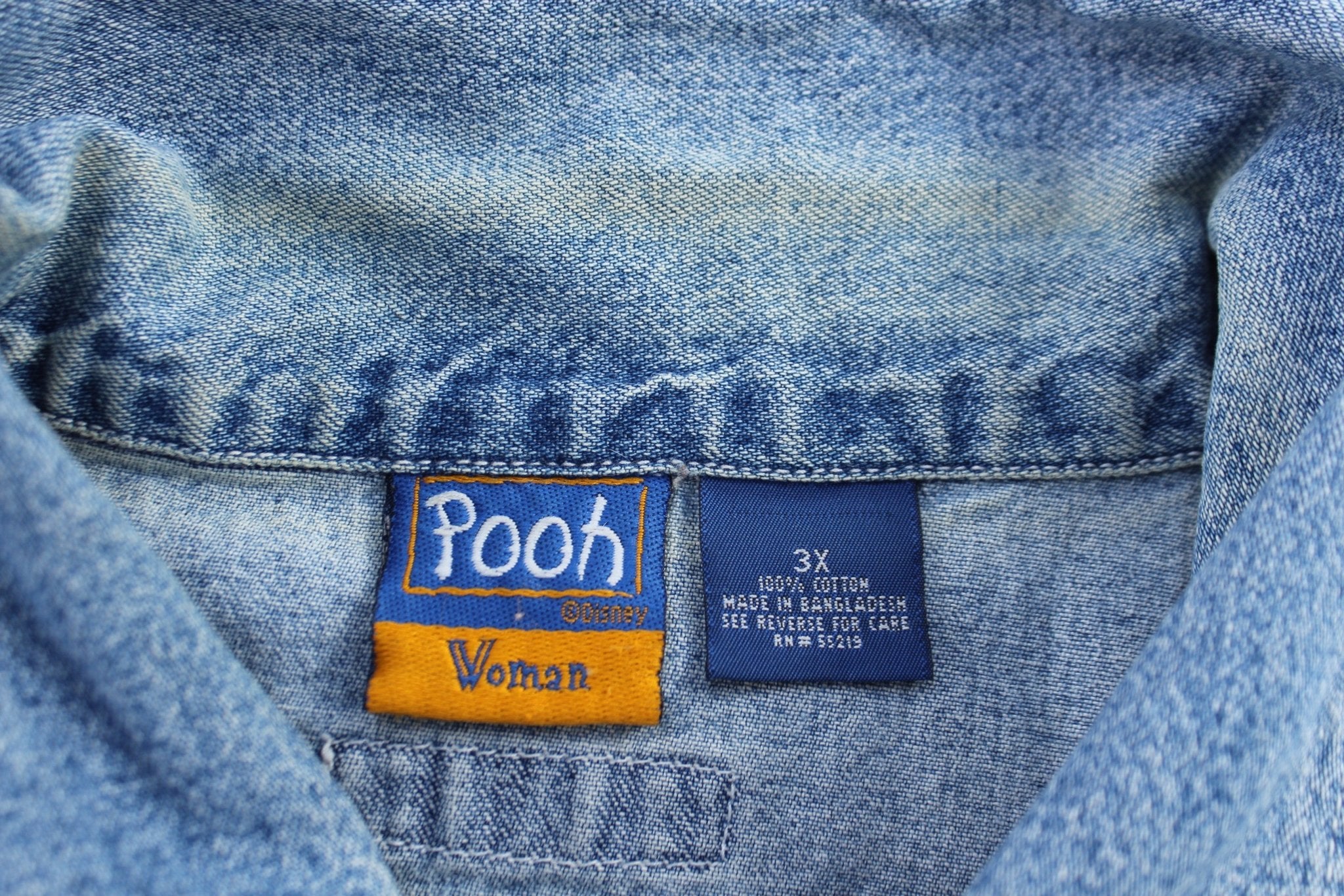 Women's Winnie The Pooh Embroidered Denim Vest - ThriftedThreads.com