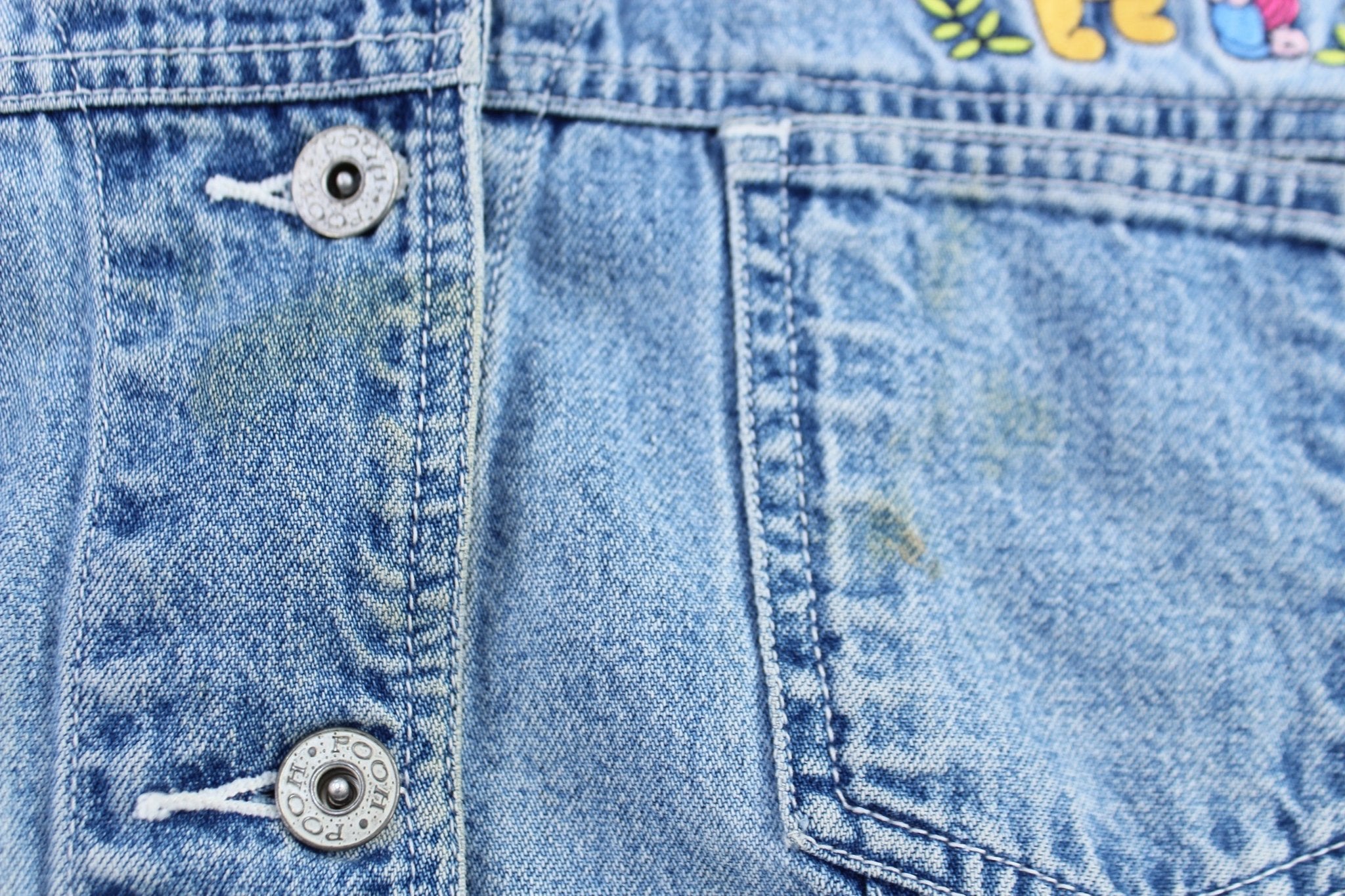 Women's Winnie The Pooh Embroidered Denim Vest - ThriftedThreads.com
