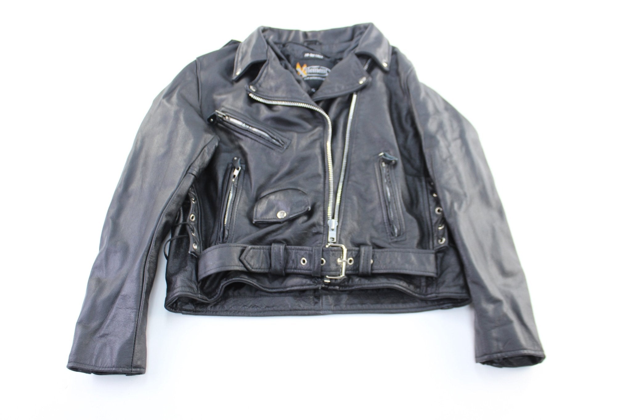 Women's X Element Advanced Motorcycle Black Leather Zip Up Jacket - ThriftedThreads.com