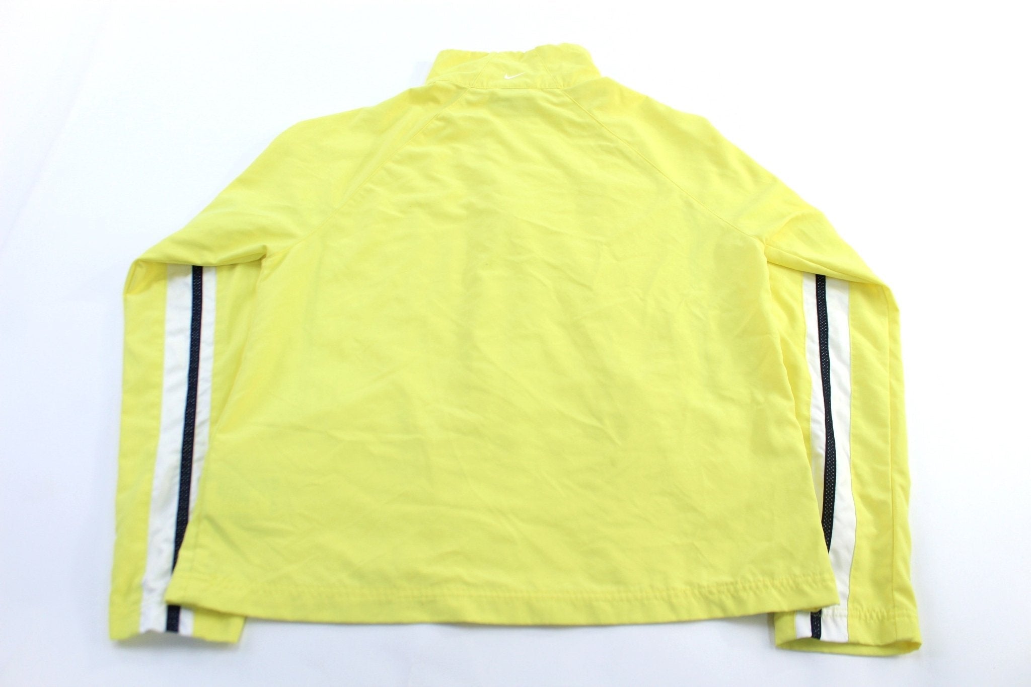 Women's Y2K Nike Embroidered Logo Black, White, & Yellow Zip Up Jacket - Jacket - Thrifted Threads