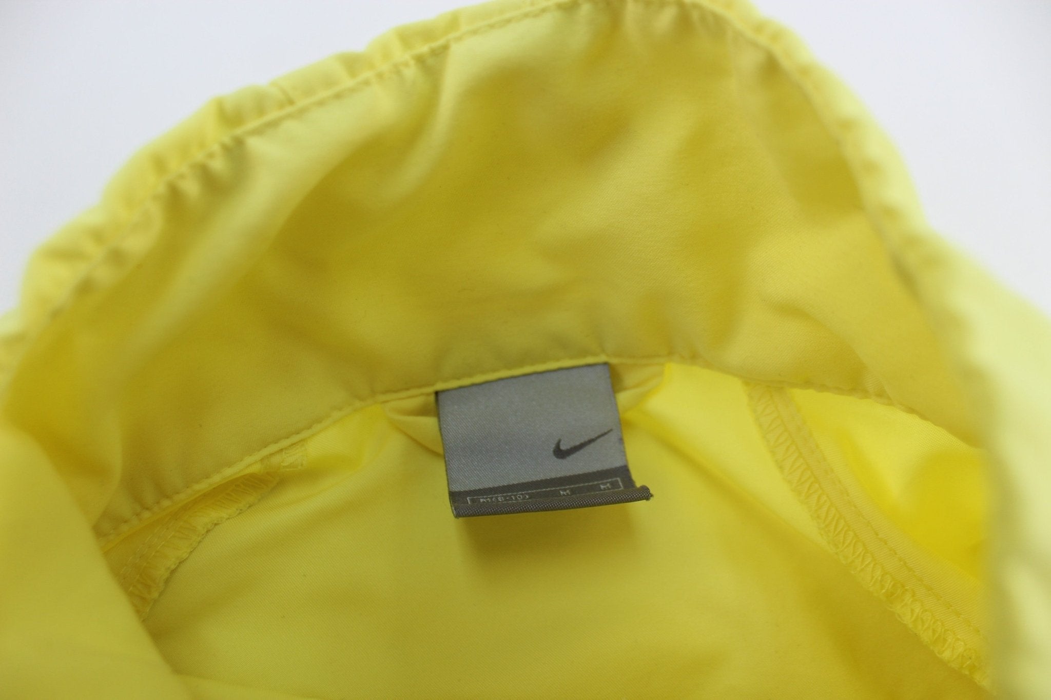 Women's Y2K Nike Embroidered Logo Black, White, & Yellow Zip Up Jacket - Jacket - Thrifted Threads