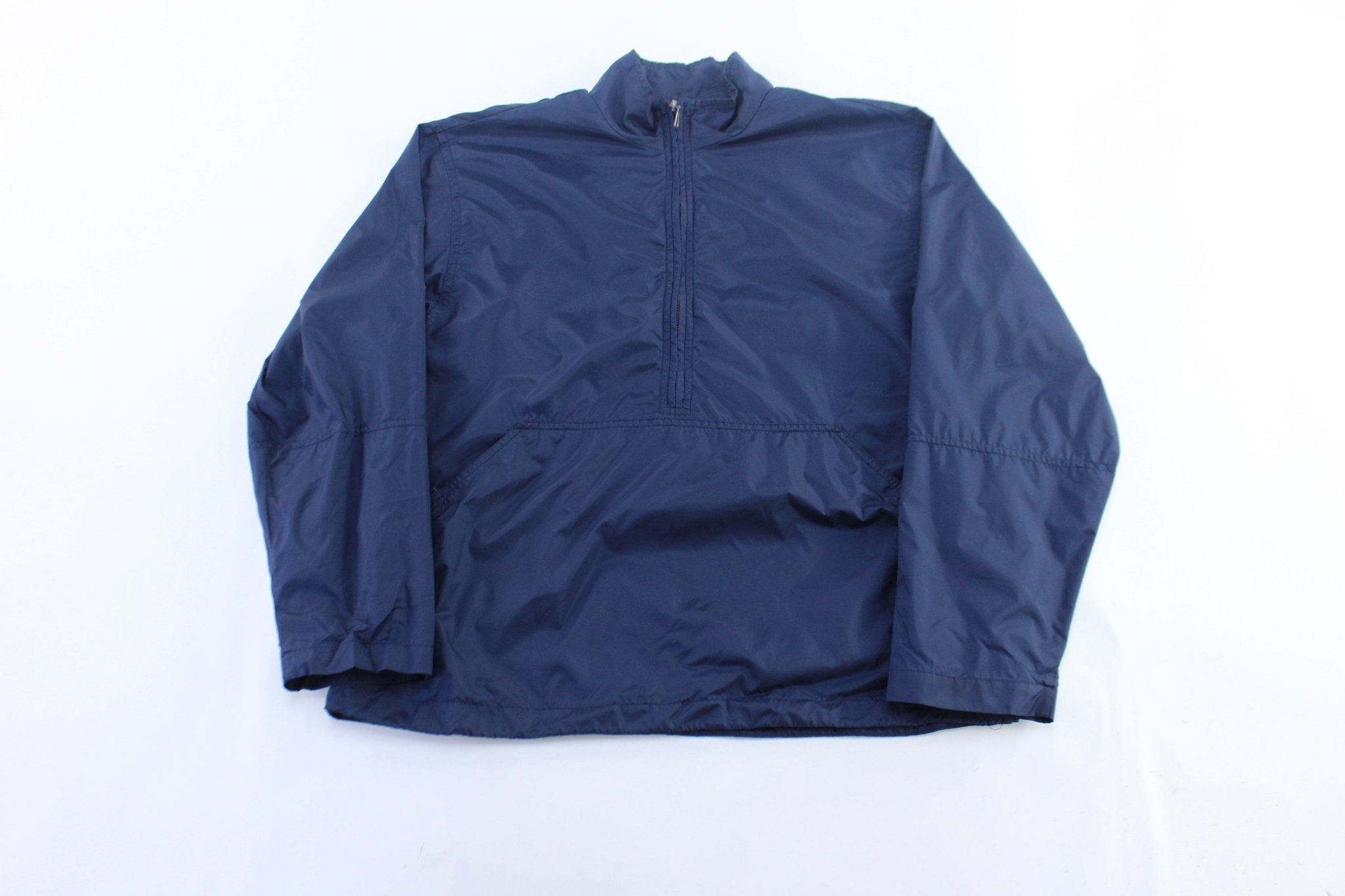 Women's Y2K Nike Embroidered Logo Navy Blue Windbreaker Pullover - Jacket - Thrifted Threads
