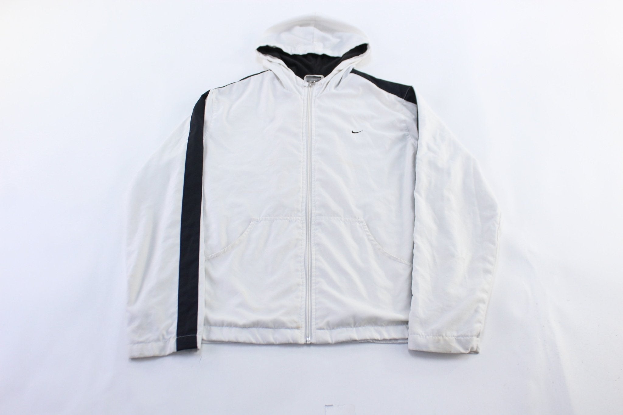 Women's Y2K Nike Embroidered Logo White & Black Zip Up Jacket - Jacket - Thrifted Threads