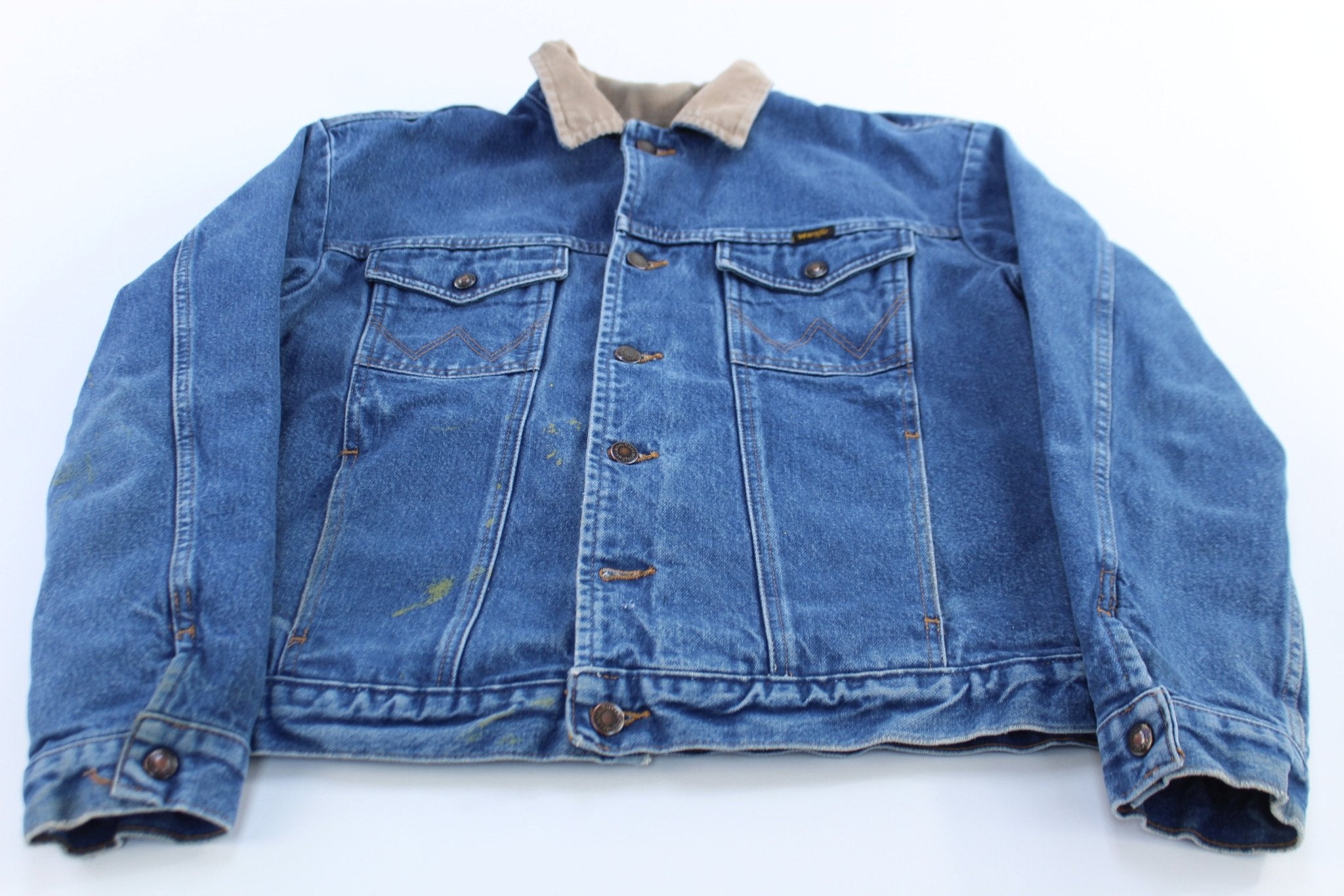 Wrangler Blanket Lined Denim Trucker Jacket - ThriftedThreads.com