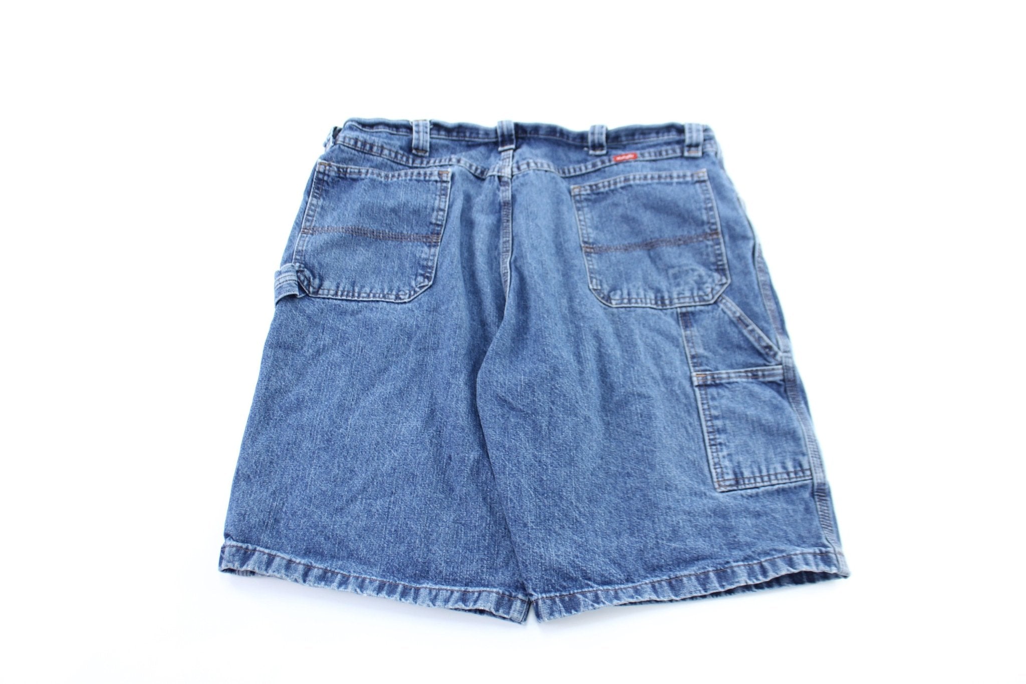 Wrangler Logo Patch Denim Carpenter Shorts - ThriftedThreads.com