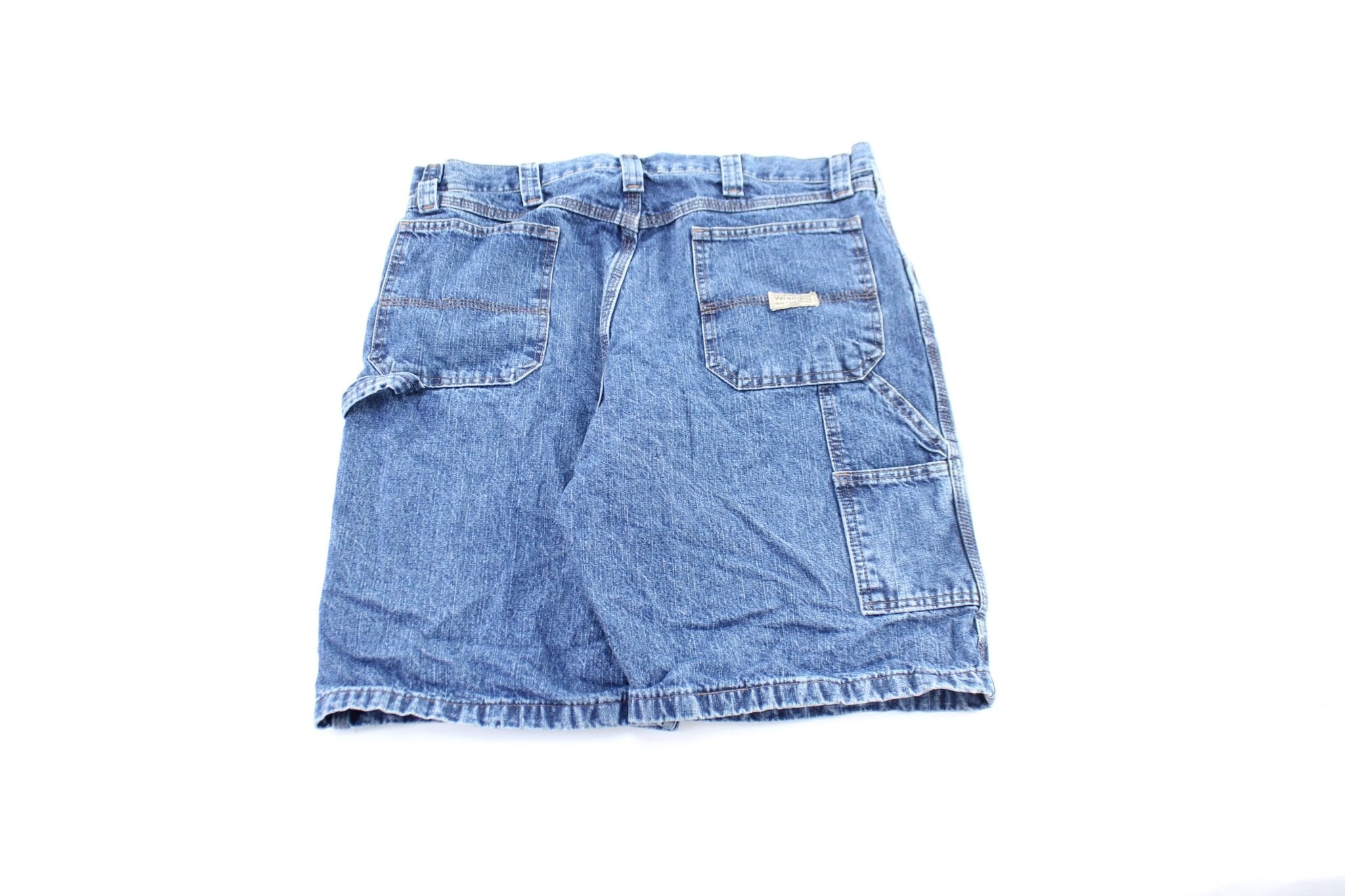 Wrangler Logo Patch Denim Carpenter Shorts - ThriftedThreads.com