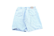 Wrangler Logo Patch Light Wash Denim Shorts - ThriftedThreads.com