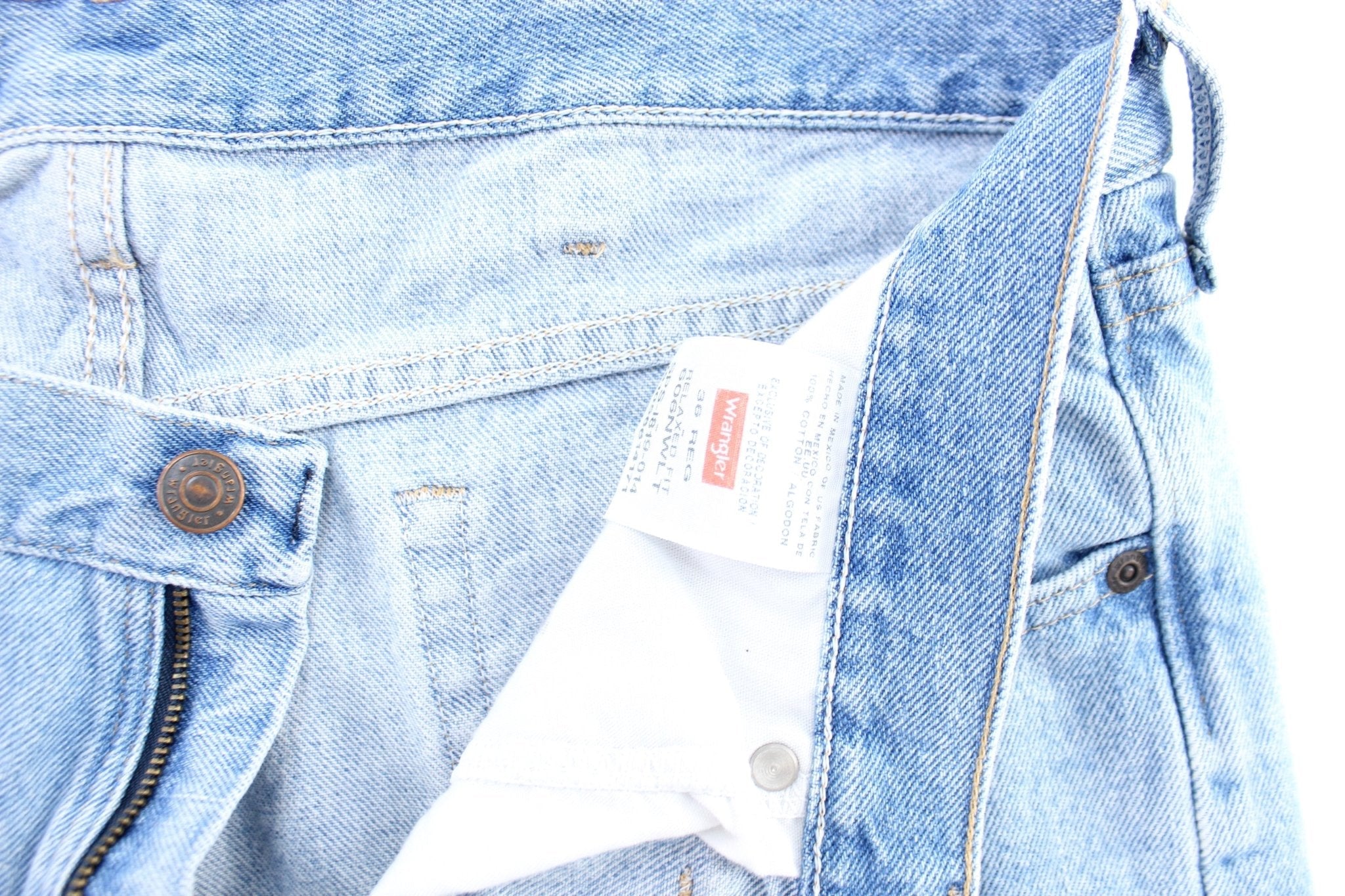 Wrangler Logo Patch Light Wash Denim Shorts - Pants/Shorts - Thrifted Threads