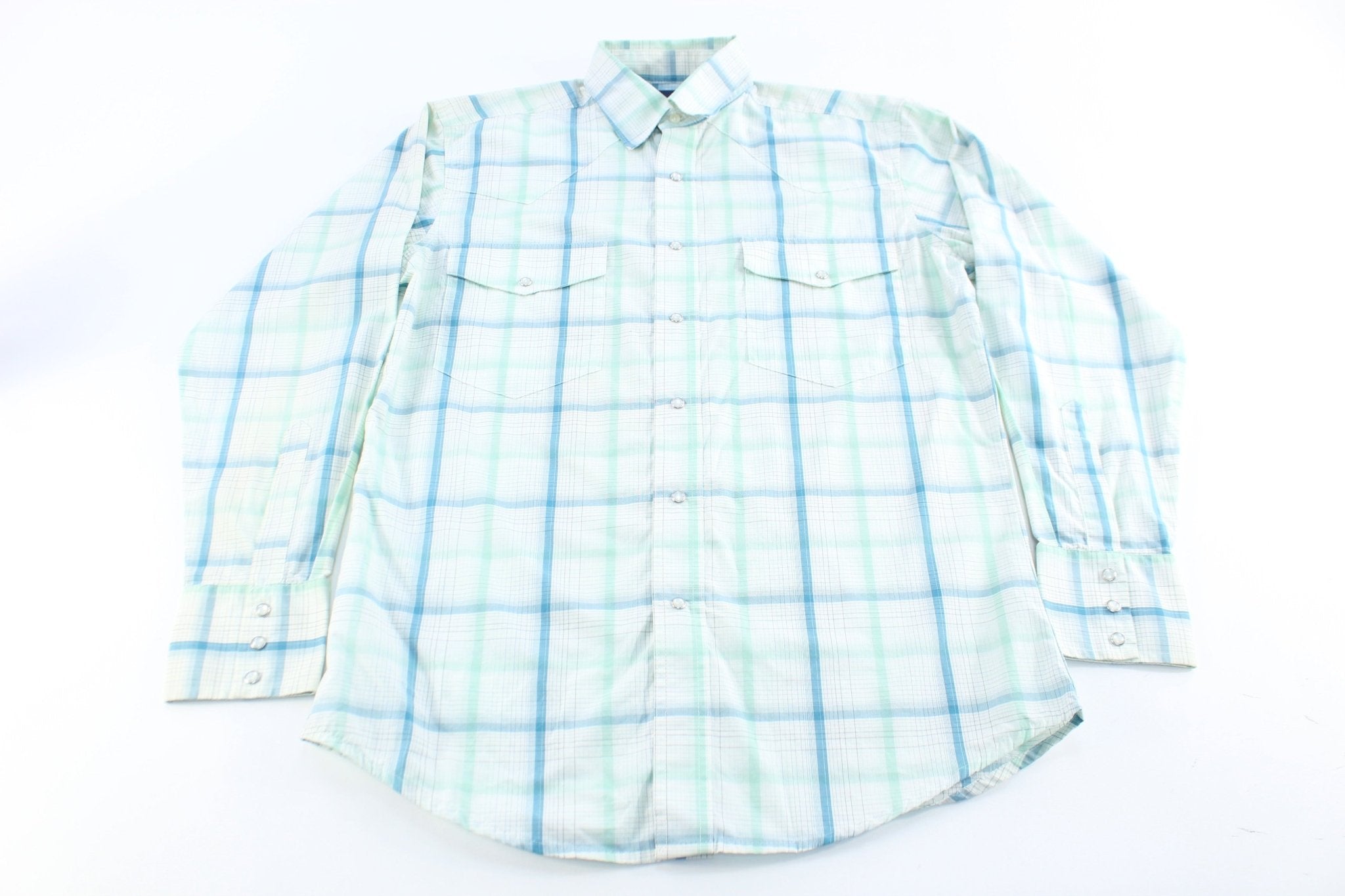 Wrangler Pearl Snap Plaid LS Button Down - ThriftedThreads.com