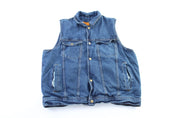 X Element Advanced Motorcycle Gear Denim Biker Vest - ThriftedThreads.com