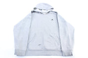 Y2K Adidas Embroidered Logo Grey & Black Striped Pullover Hoodie - ThriftedThreads.com