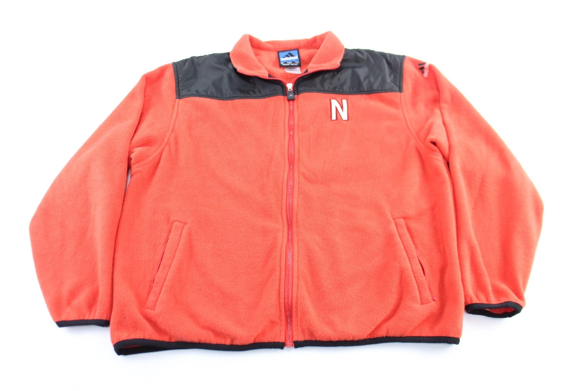 Y2K Adidas Embroidered Logo University of Nebraska Fleece Zip Up Jacket - Jacket - Thrifted Threads