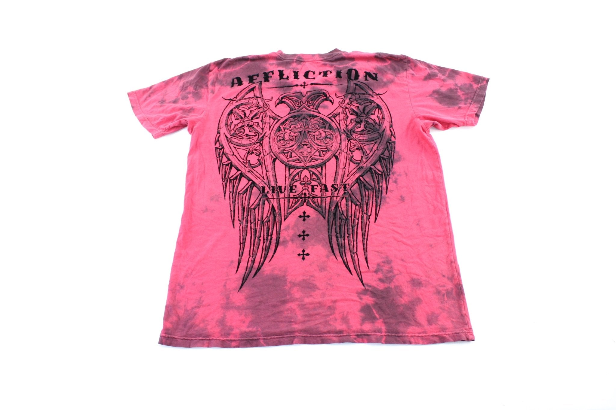 Y2K Affliction Live Fast Tie - Dye T-Shirt - ThriftedThreads.com