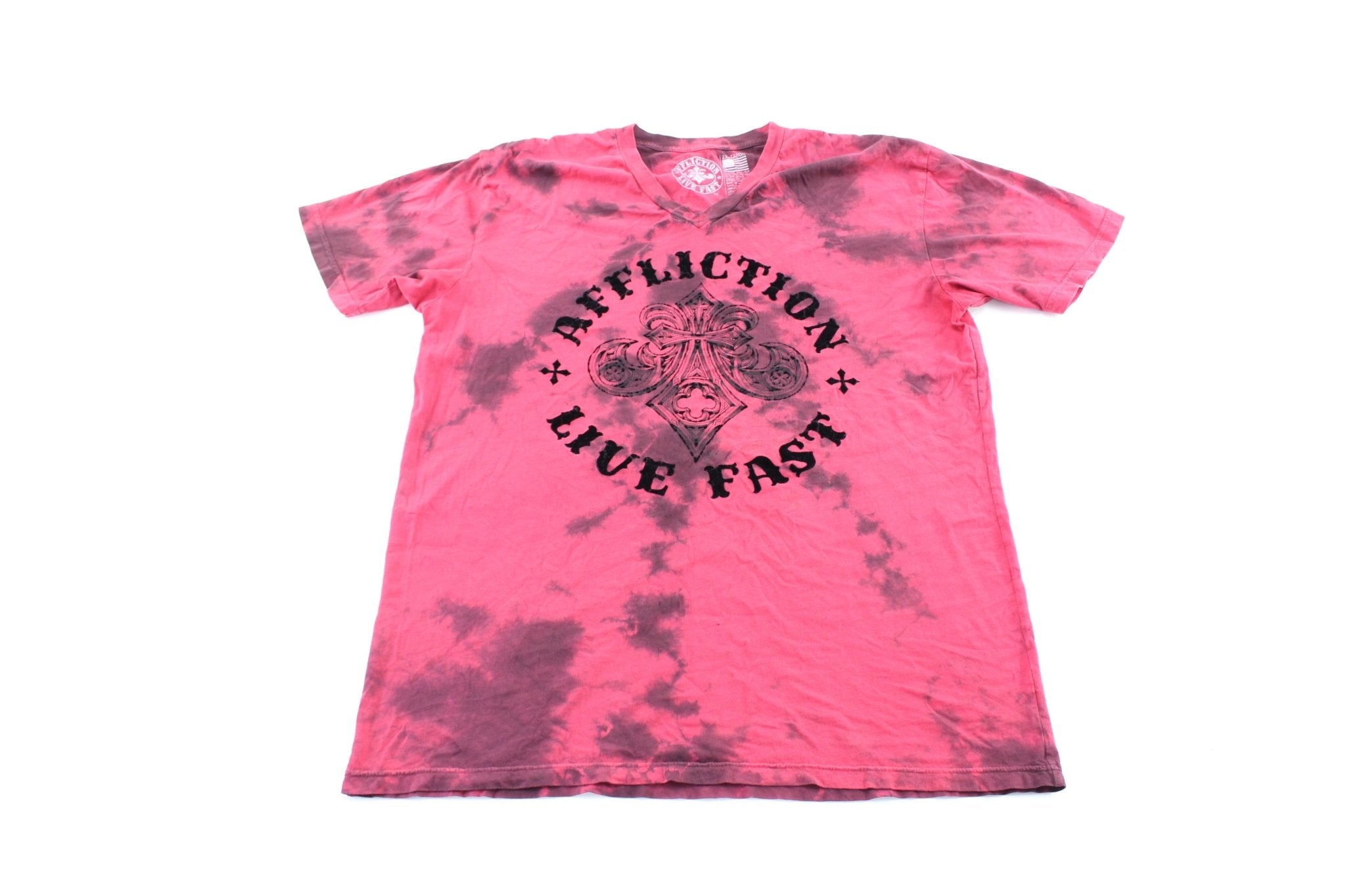Y2K Affliction Live Fast Tie - Dye T-Shirt - ThriftedThreads.com