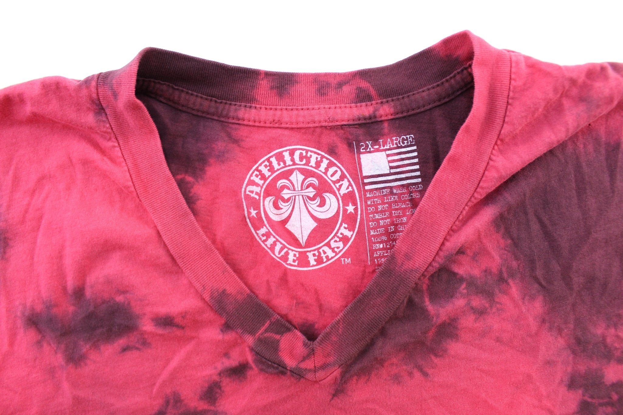 Y2K Affliction Live Fast Tie - Dye T-Shirt - ThriftedThreads.com