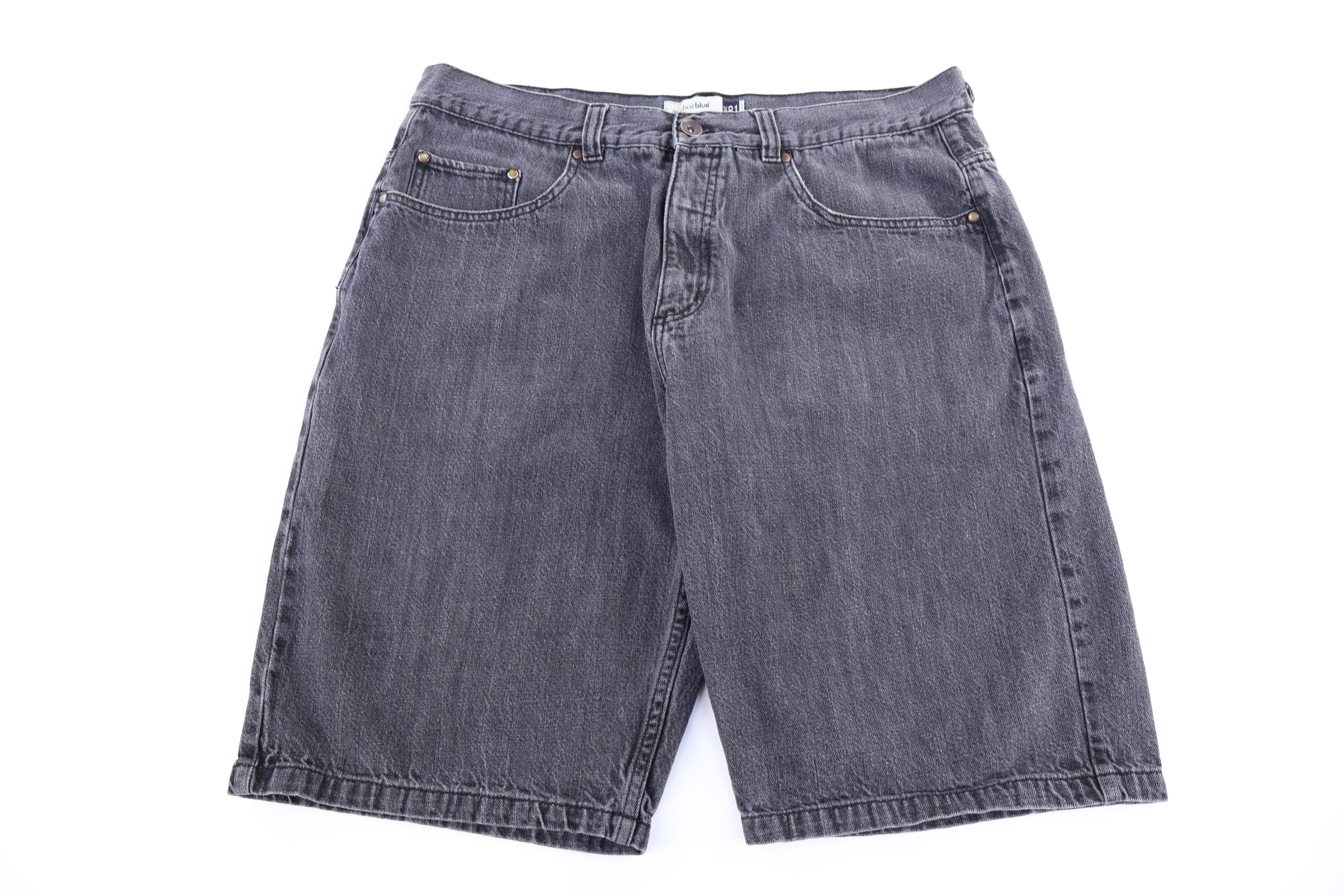 Y2K Anchor Blue Grey Denim Shorts - Pants/Shorts - Thrifted Threads