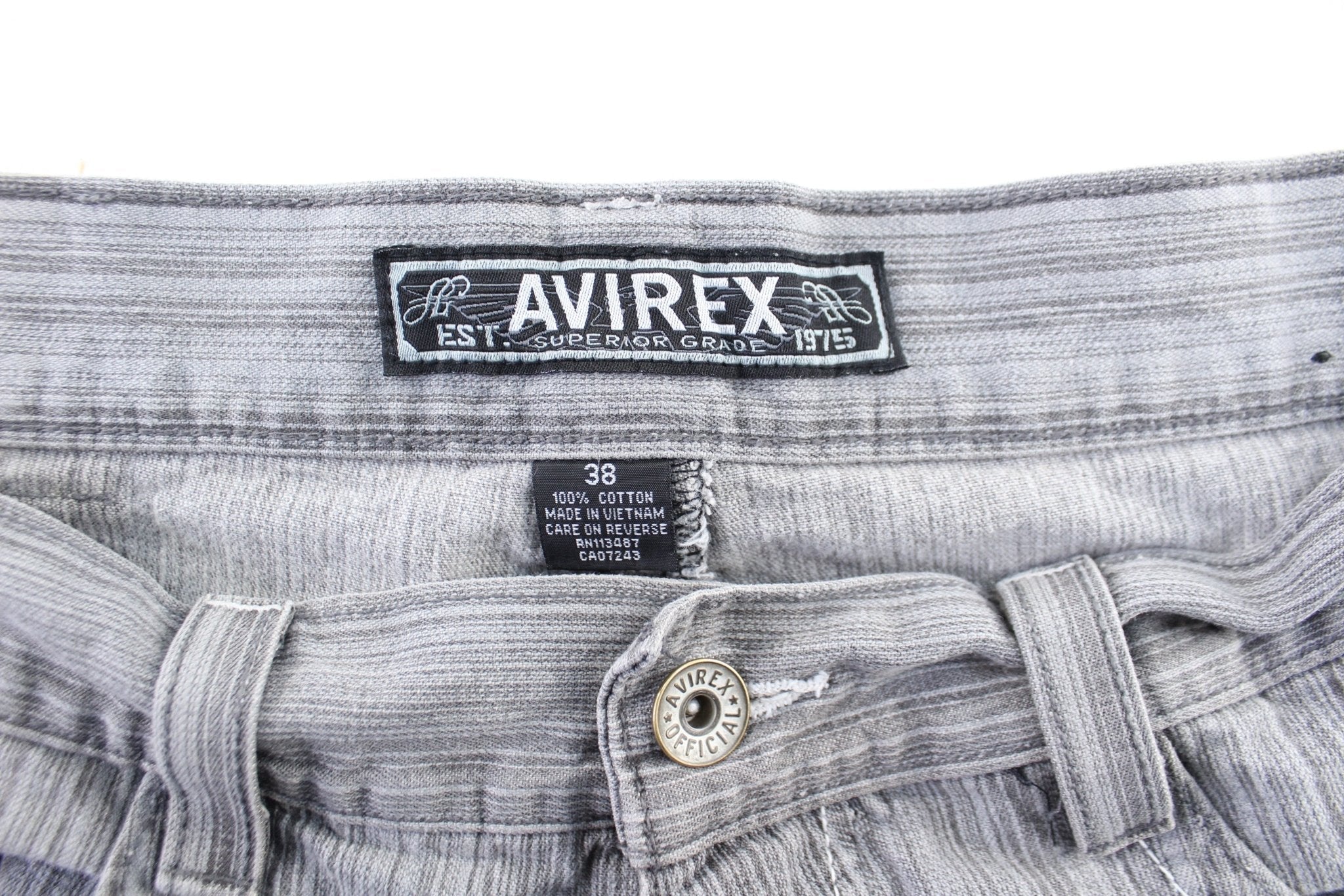 Y2K Avirex Grey Wash Denim Shorts - Pants/Shorts - Thrifted Threads
