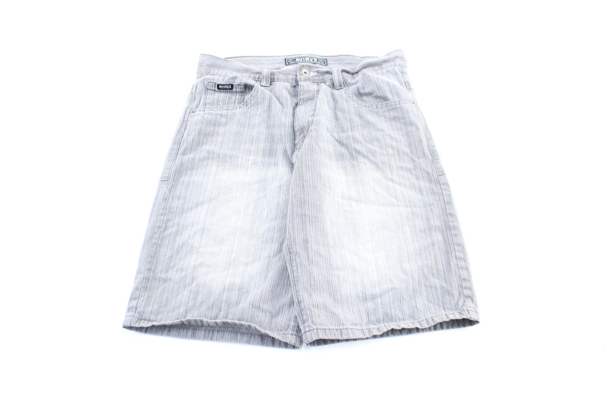 Y2K Avirex Grey Wash Denim Shorts - Pants/Shorts - Thrifted Threads