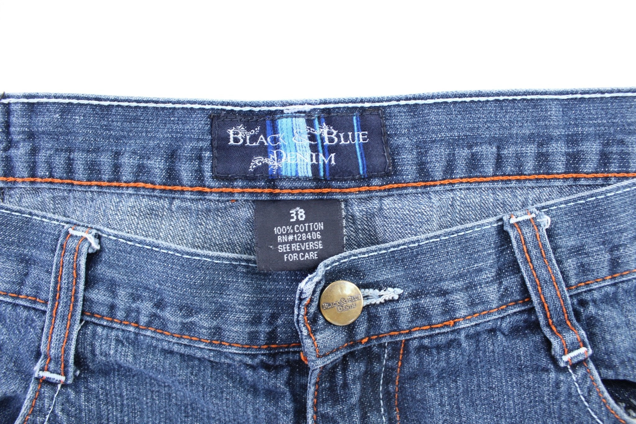 Y2K Black & Blue Denim Shorts - ThriftedThreads.com