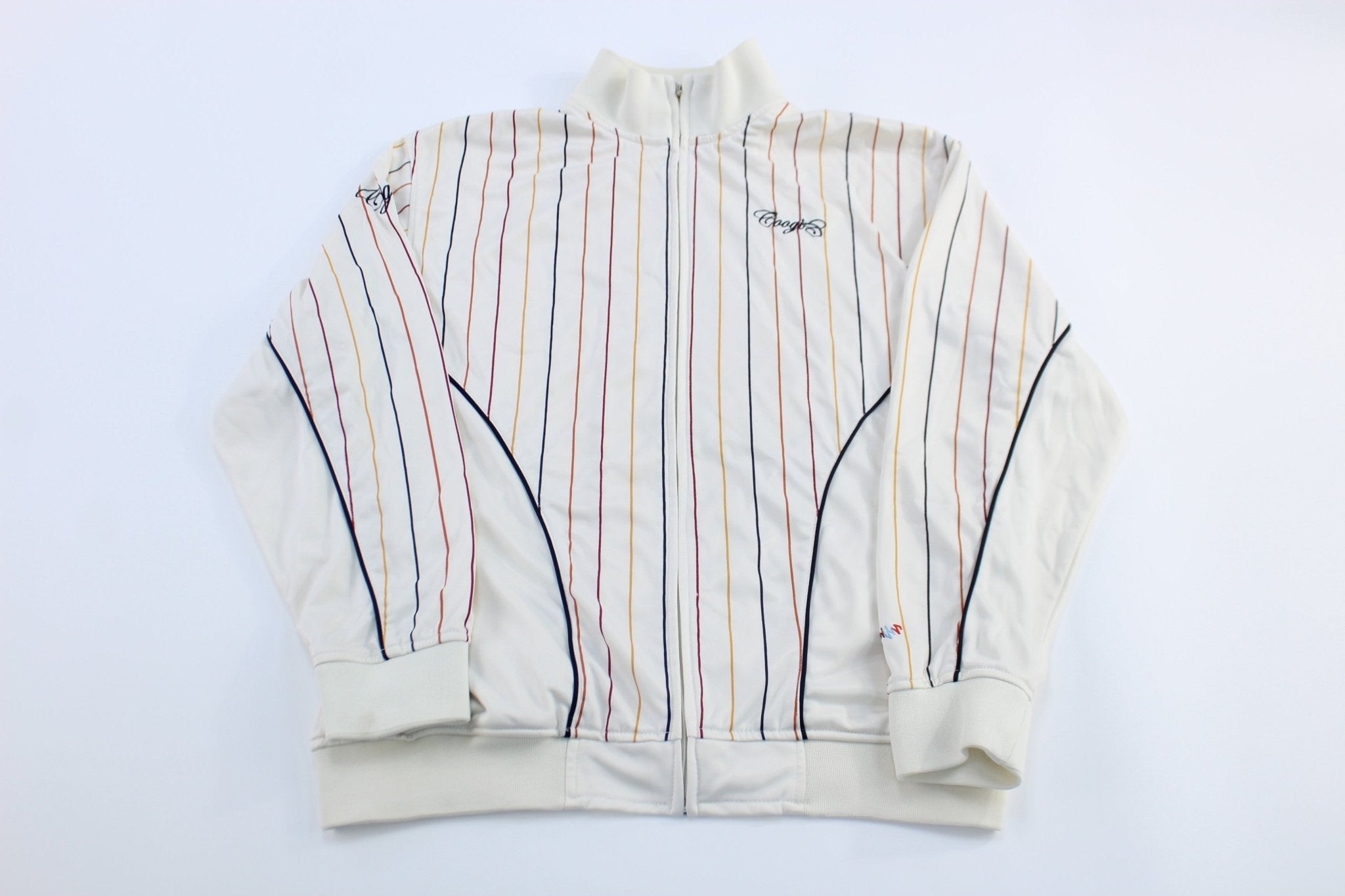Y2K Coogi Embroidered Logo Striped Zip Up Jacket - Jacket - Thrifted Threads