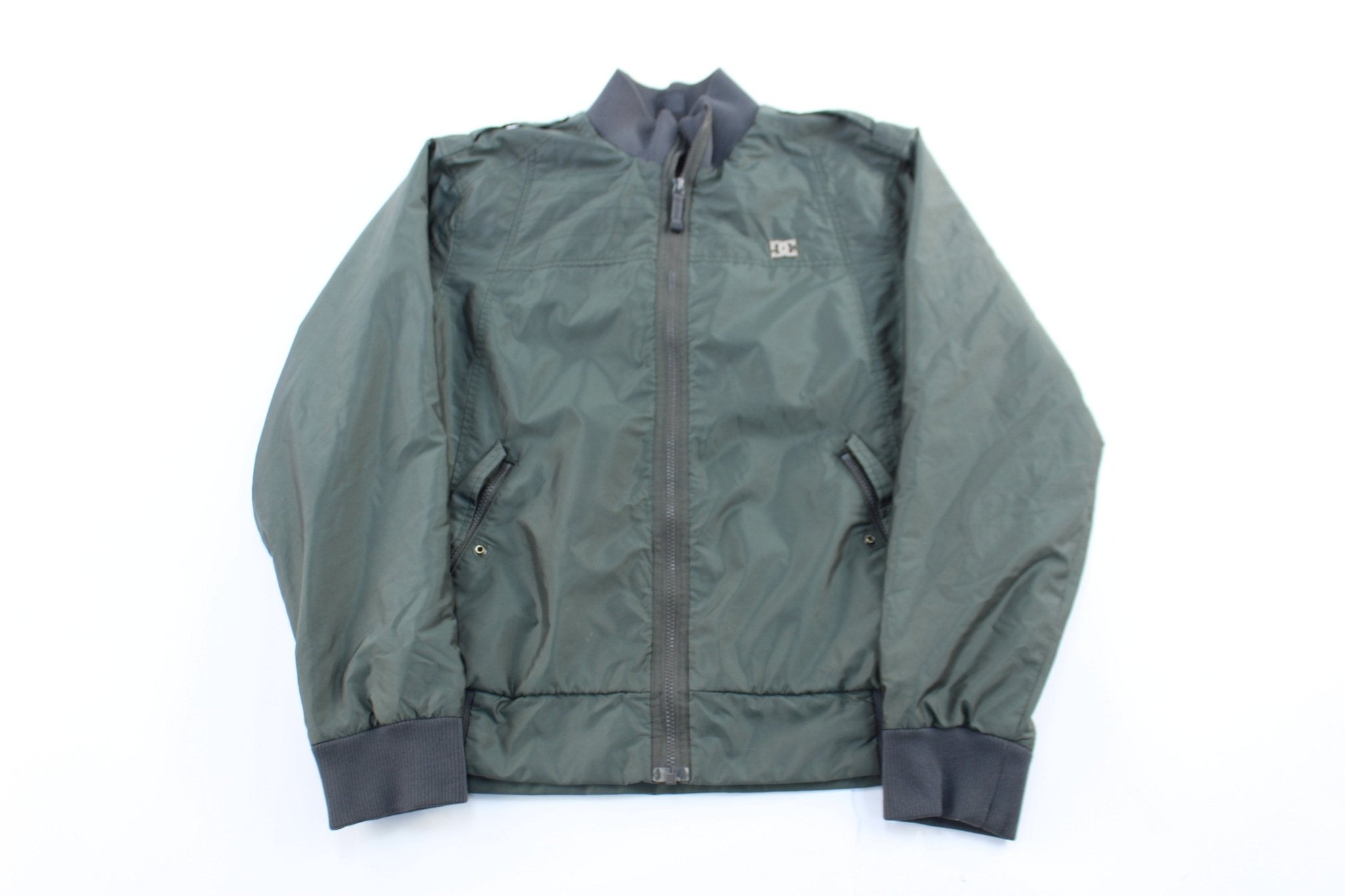 Y2K DC Green Bomber Zip Up Jacket - ThriftedThreads.com
