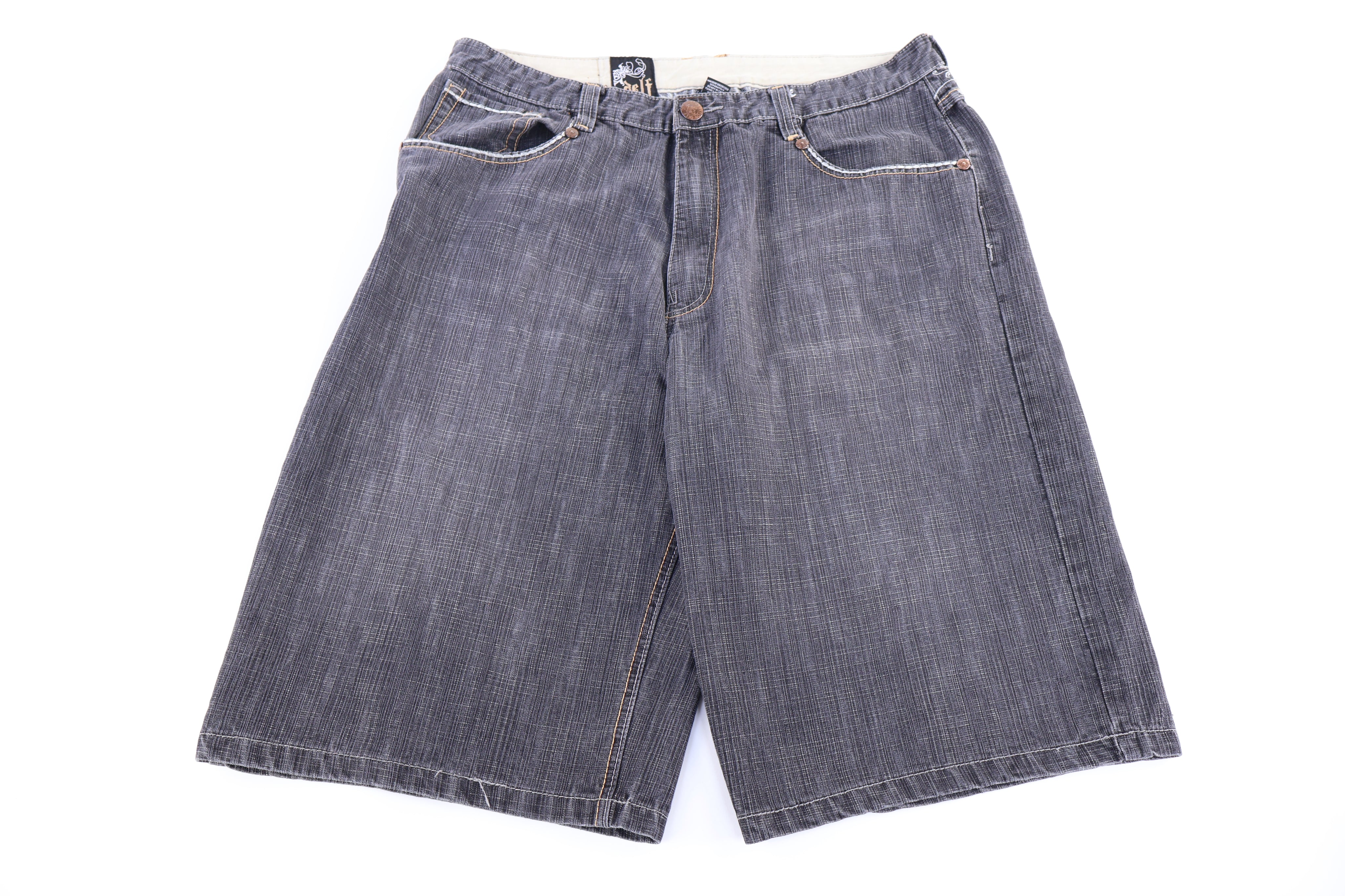 Y2K Delf Grey Embroidered Denim shorts - Pants/Shorts - Thrifted Threads