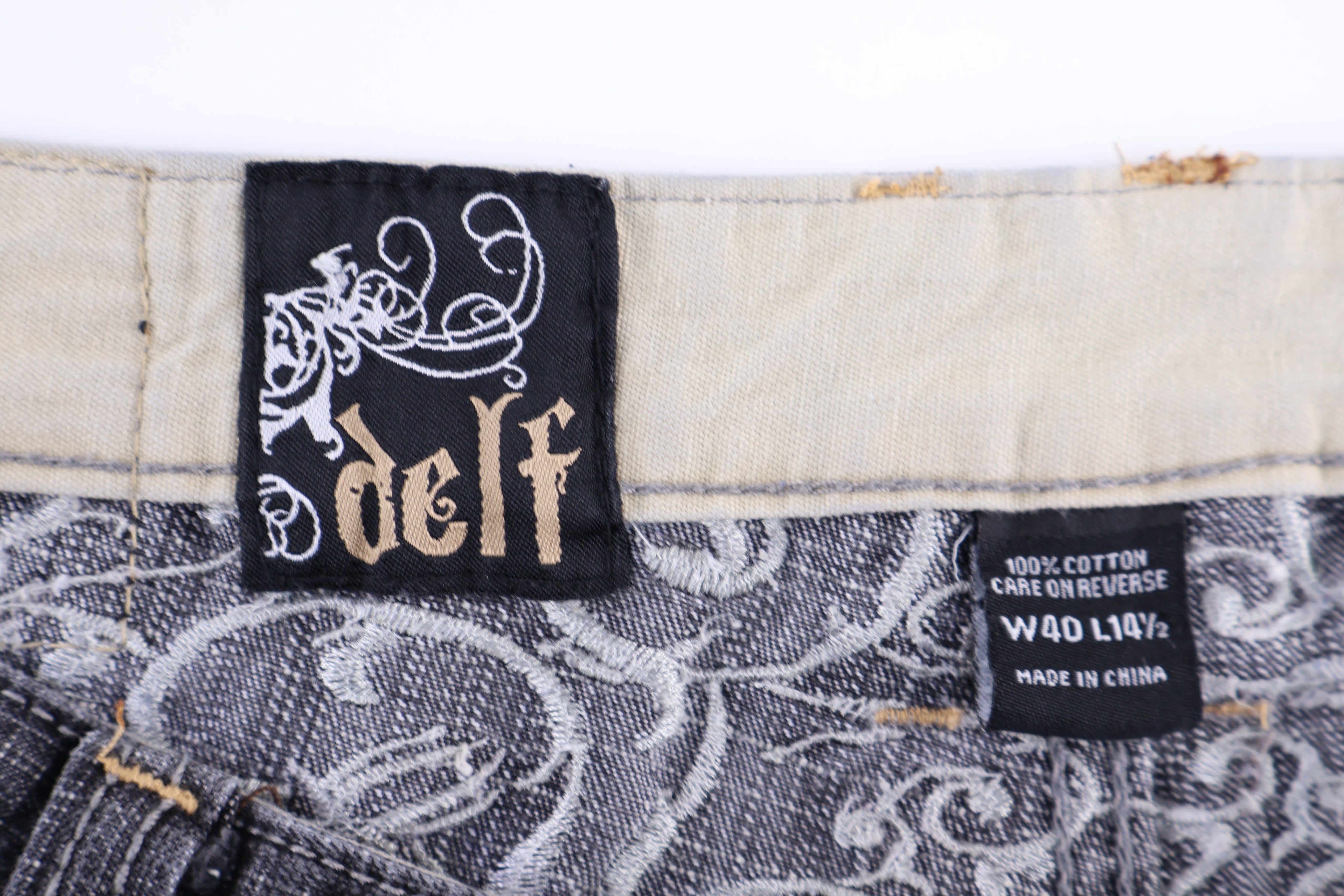 Y2K Delf Grey Embroidered Denim shorts - Pants/Shorts - Thrifted Threads