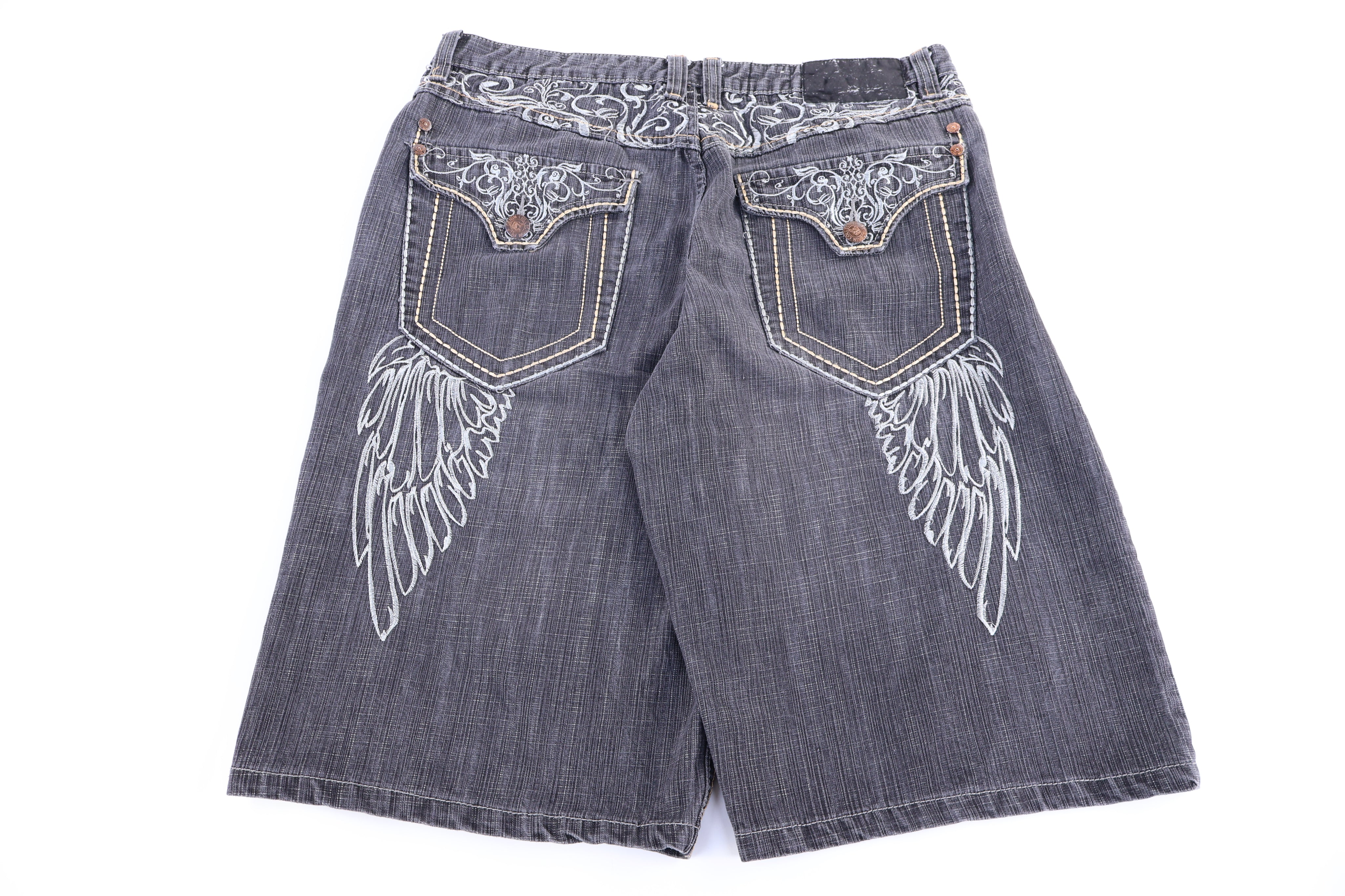Y2K Delf Grey Embroidered Denim shorts - Pants/Shorts - Thrifted Threads