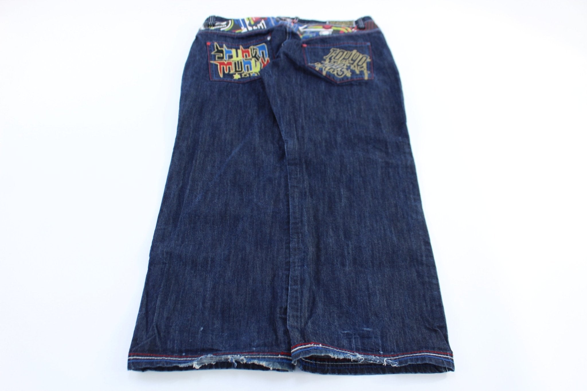 Y2K Drunken Monkey Dark Wash Denim Jeans - ThriftedThreads.com