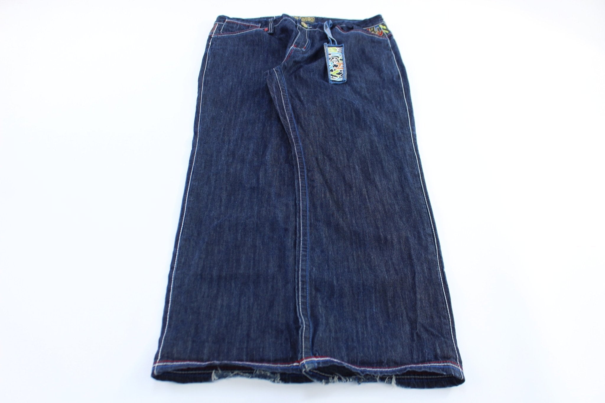 Y2K Drunken Monkey Dark Wash Denim Jeans - ThriftedThreads.com
