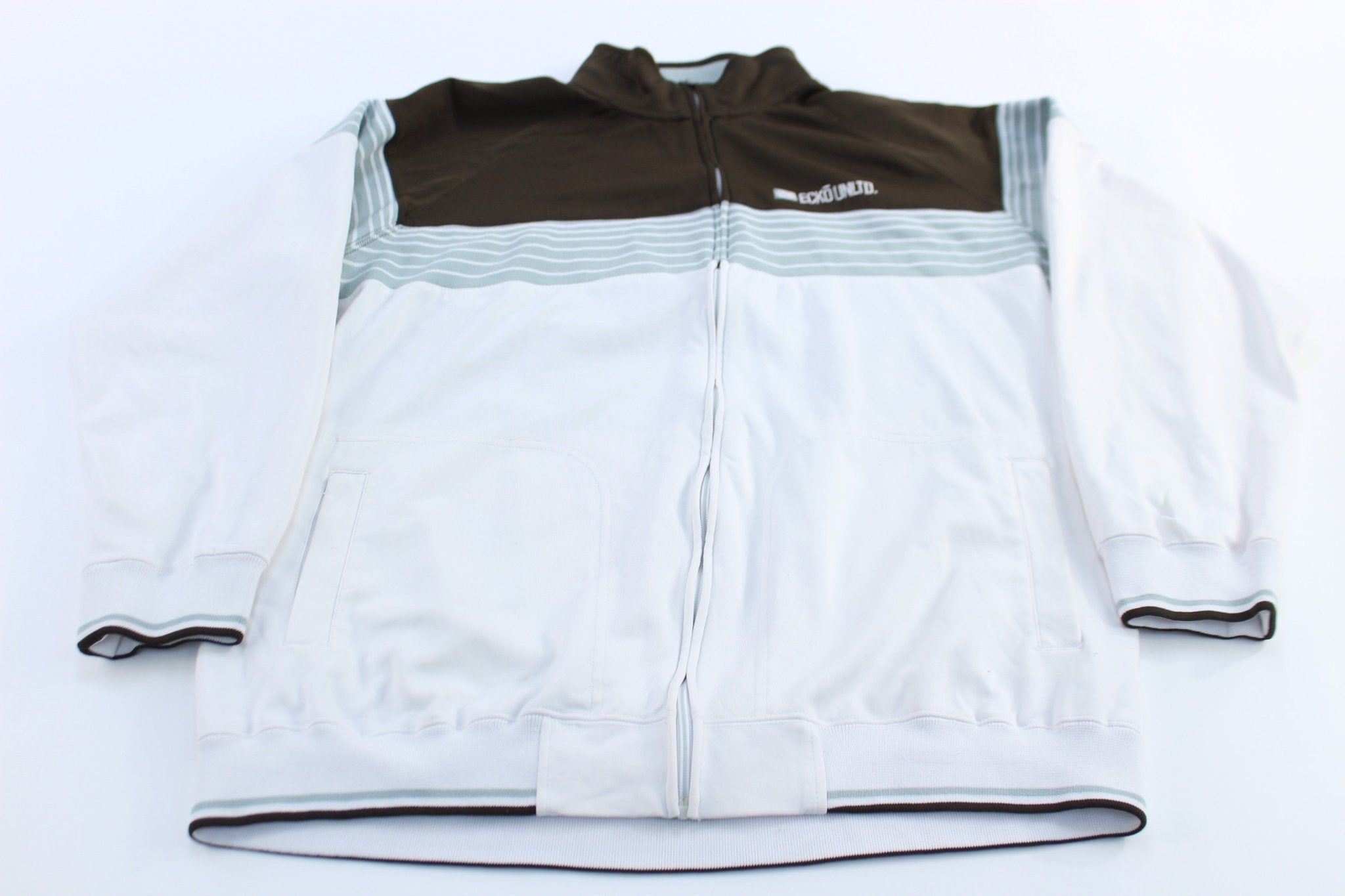 Y2K Ecko Unltd. Embroidered Brown, Green, & White Track Jacket - Jackets - Thrifted Threads