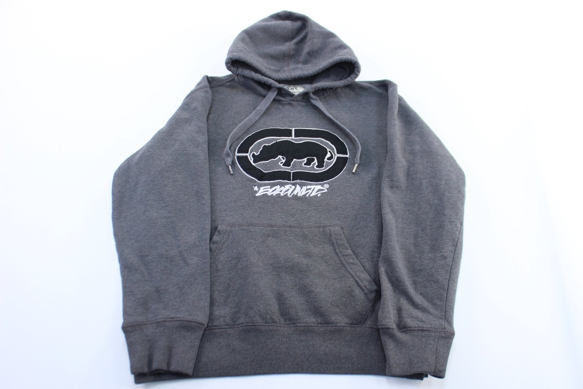 Y2K Ecko Unltd. Embroidered Grey Pullover Hoodie - ThriftedThreads.com