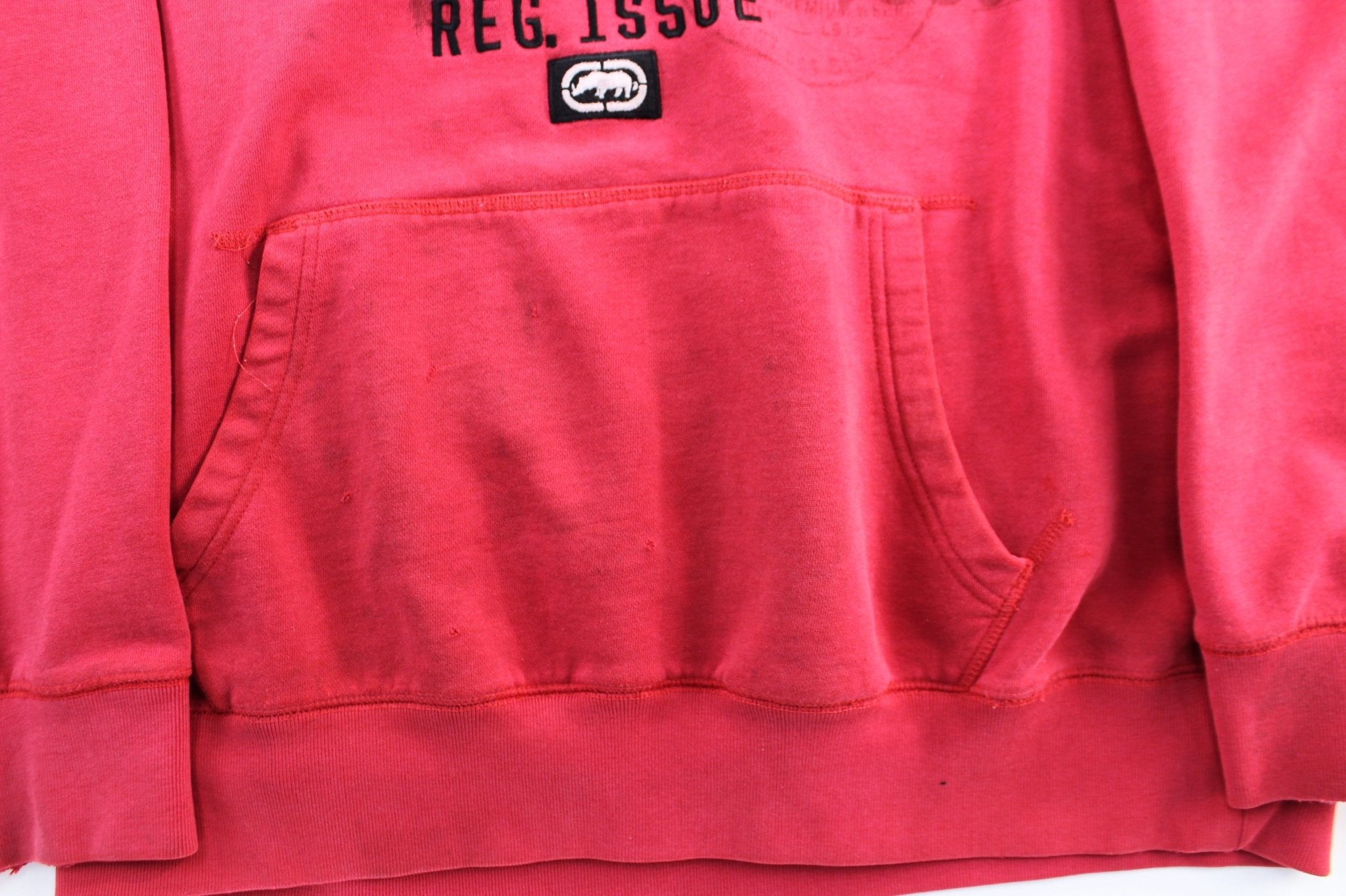 Y2K Ecko Unltd. Embroidered Red Pullover Hoodie - ThriftedThreads.com