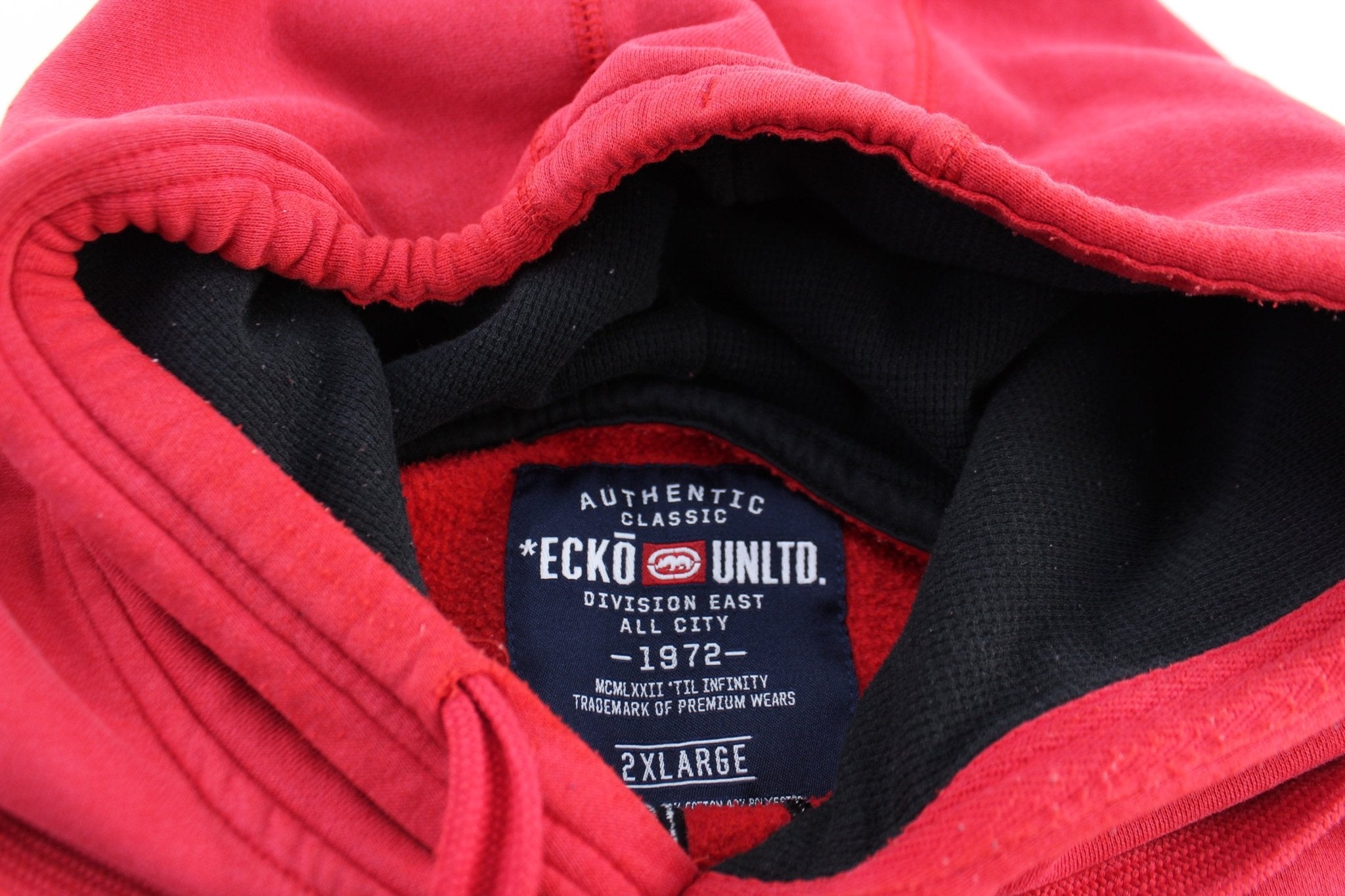 Y2K Ecko Unltd. Embroidered Red Pullover Hoodie - ThriftedThreads.com