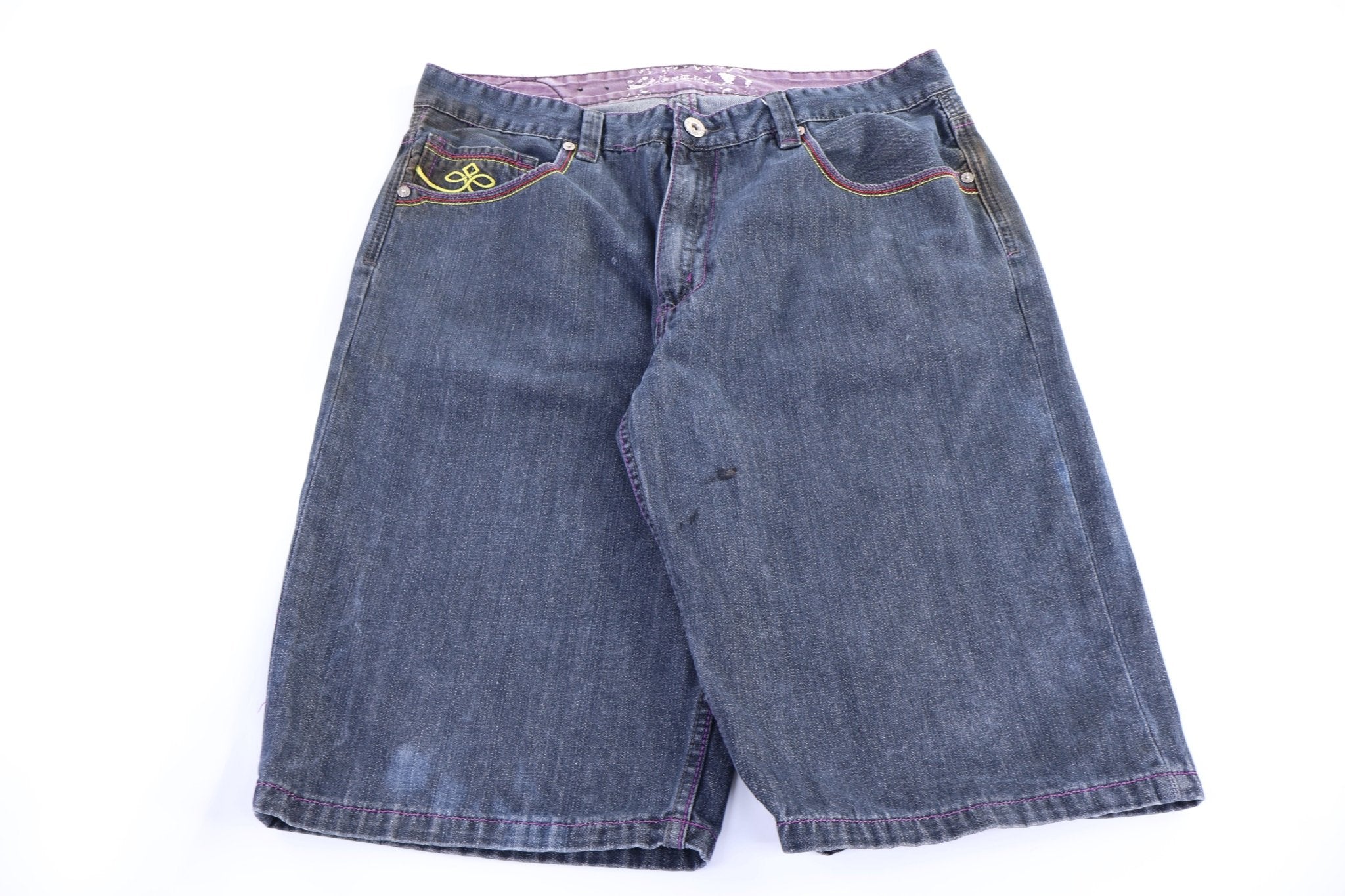 Y2K Embroidered Dark Wash Denim shorts - Pants/Shorts - Thrifted Threads