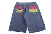 Y2K Embroidered Dark Wash Denim shorts - Pants/Shorts - Thrifted Threads