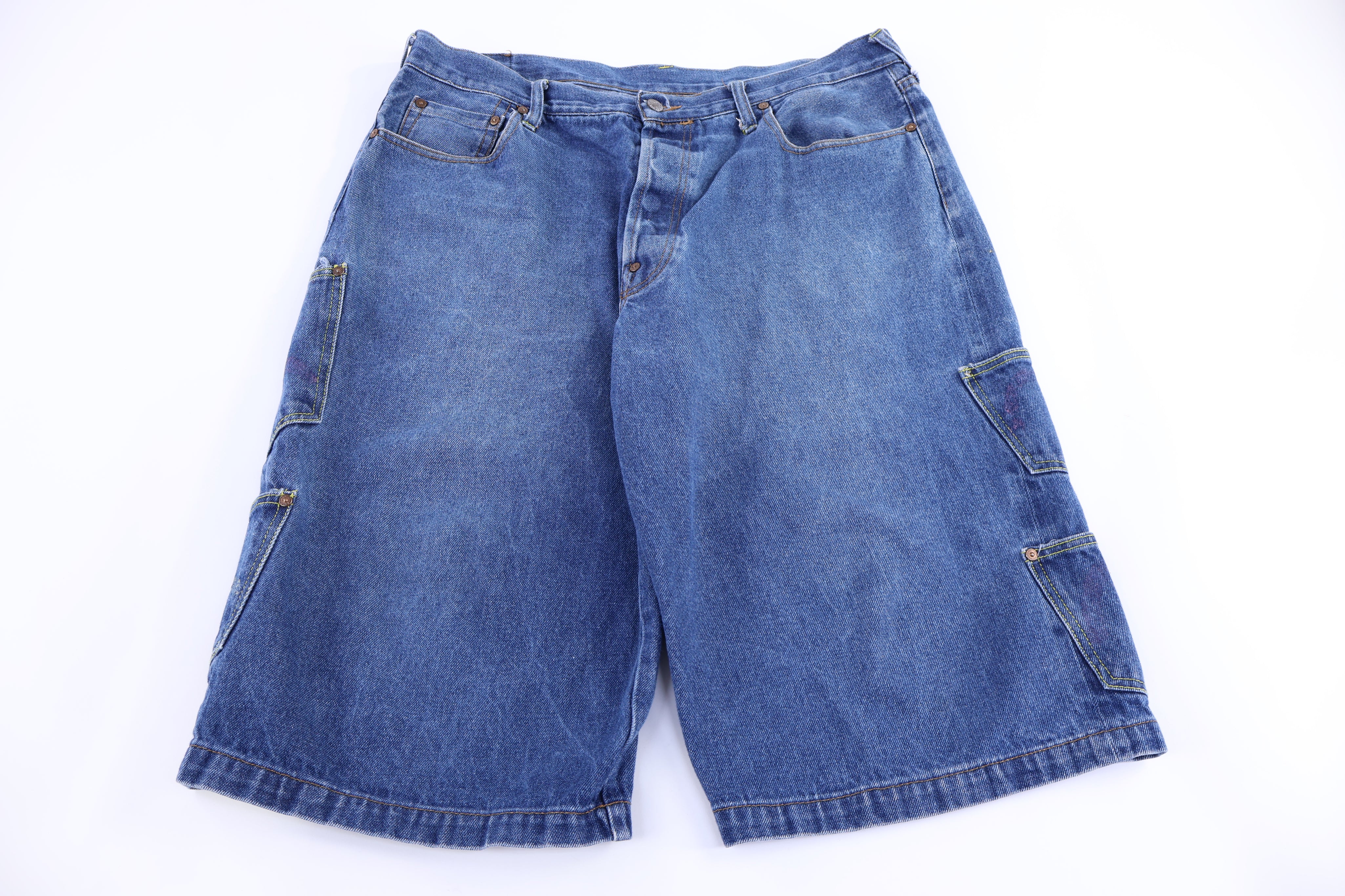 Y2K Evisu Multi Pocket Baggy Denim Shorts - Pants/Shorts - Thrifted Threads