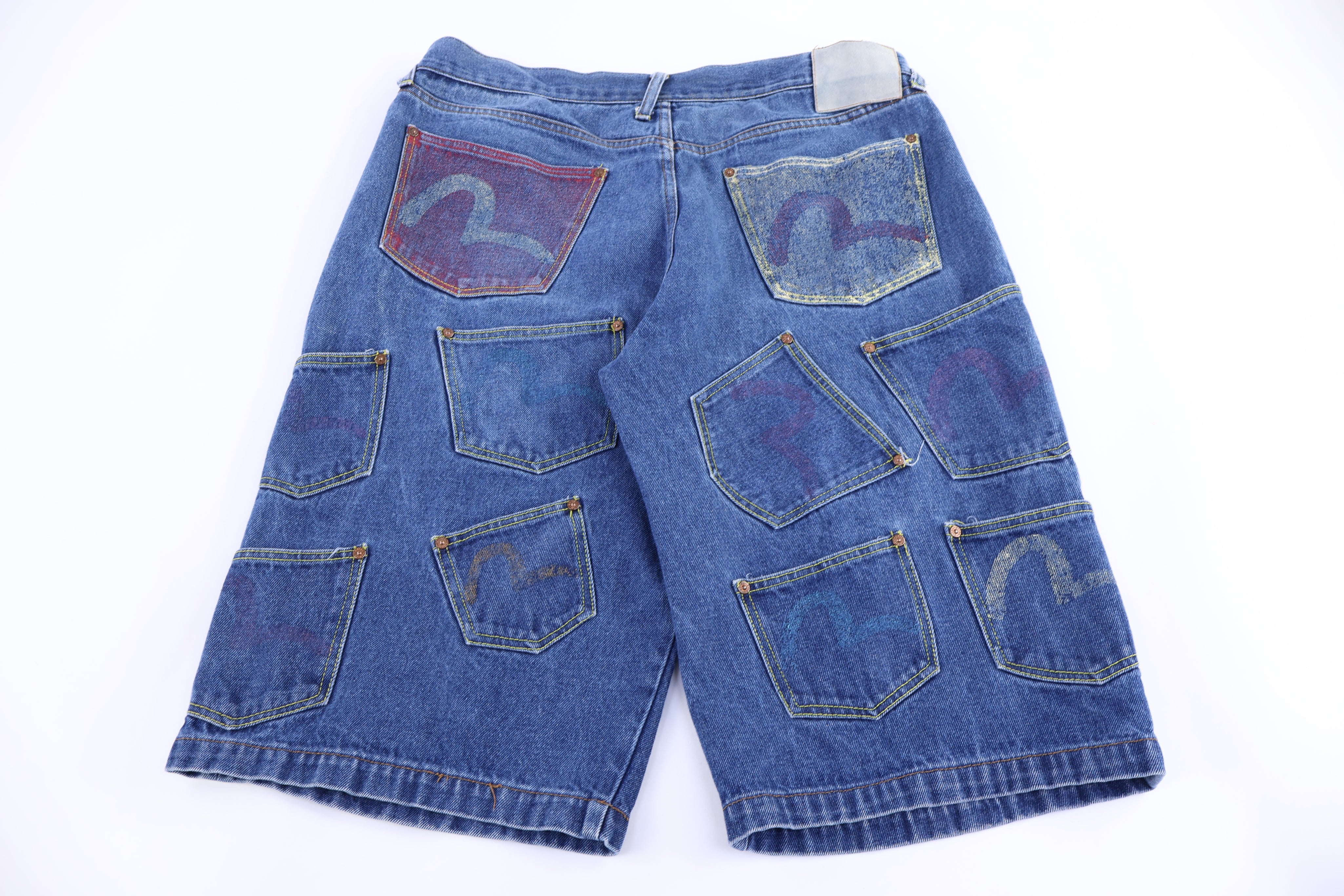 Y2K Evisu Multi Pocket Baggy Denim Shorts - Pants/Shorts - Thrifted Threads