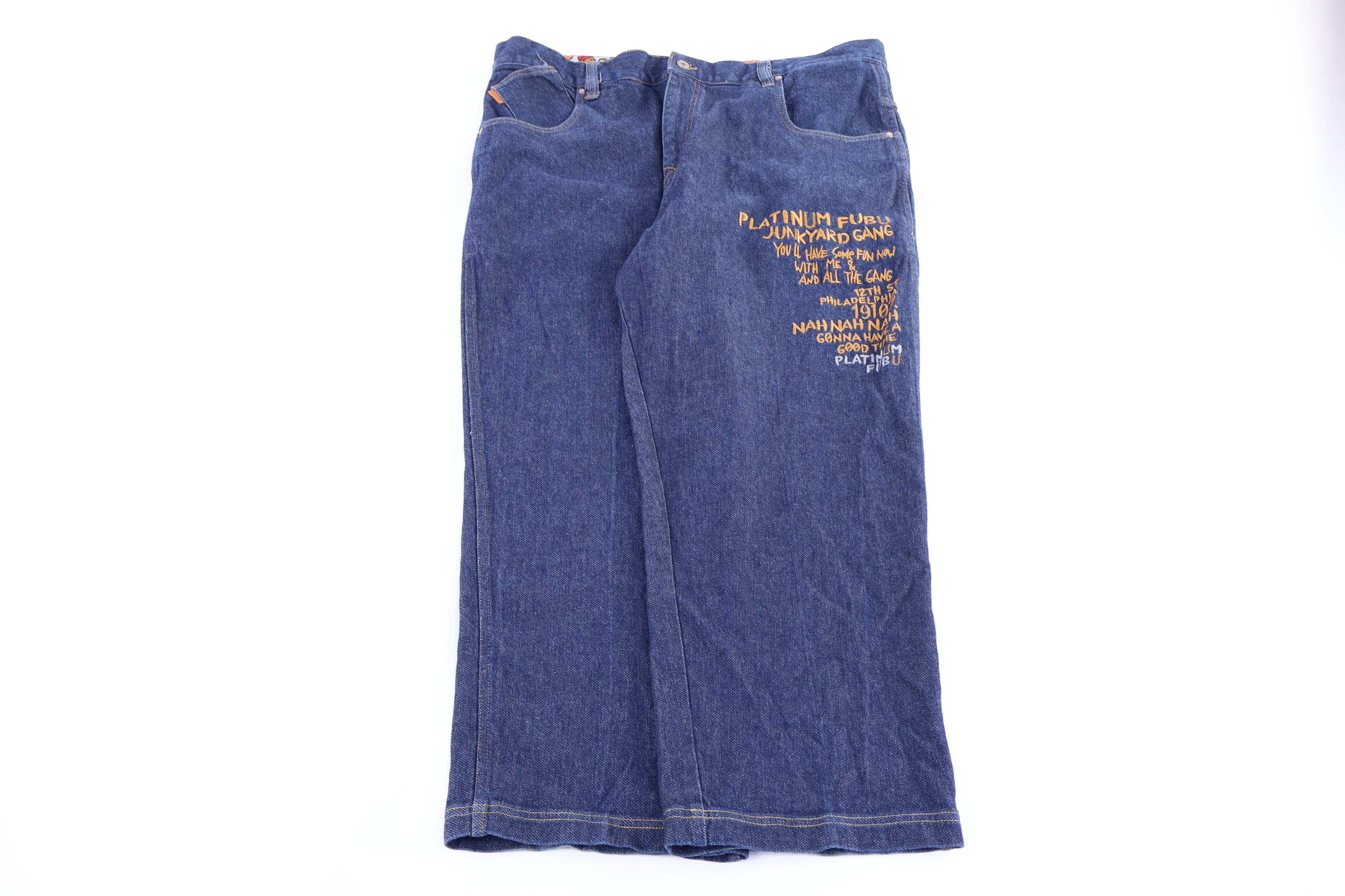 Y2K FUBU Platinum Dark Wash Denim Jeans - Pants - Thrifted Threads