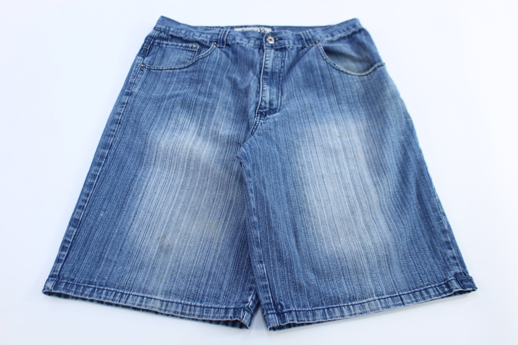 Y2K Godbody Medium Wash Denim Shorts - Pants/Shorts - Thrifted Threads