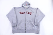 Y2K Hurley Logo Graphic Grey Full Zip Jacket - Jacket - Thrifted Threads